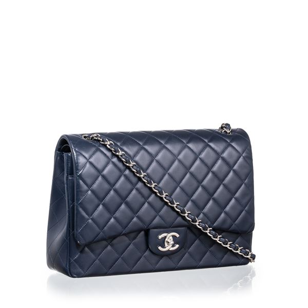 CHANEL - CHANEL MAXI JUMBO IN PELLE D’AGNELLO BLU PHW - 2011