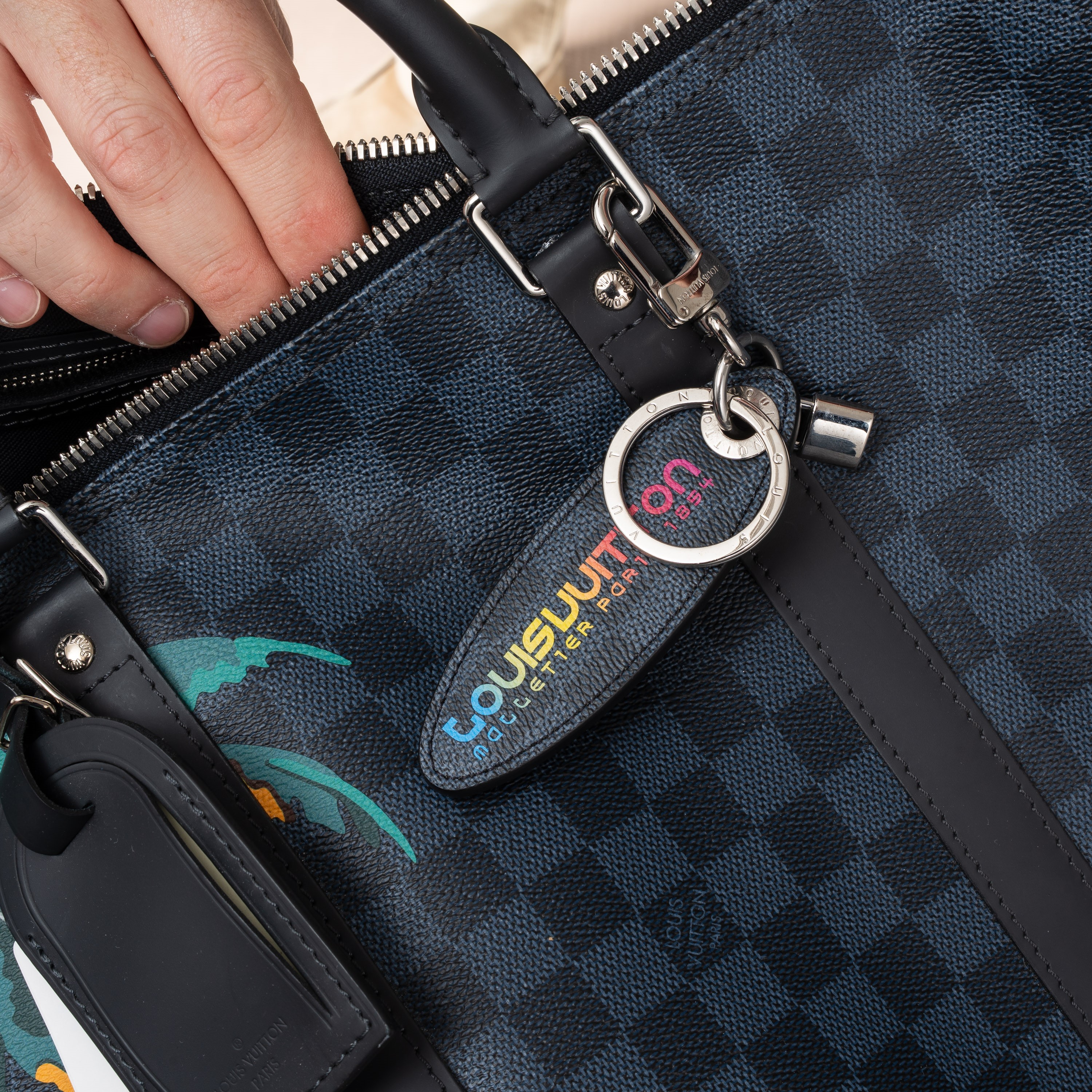 LOUIS VUITTON KEEPALL 55 BANDOULIÈRE DAMIER COBALT LIMITED EDITION JUNGLE - 2018