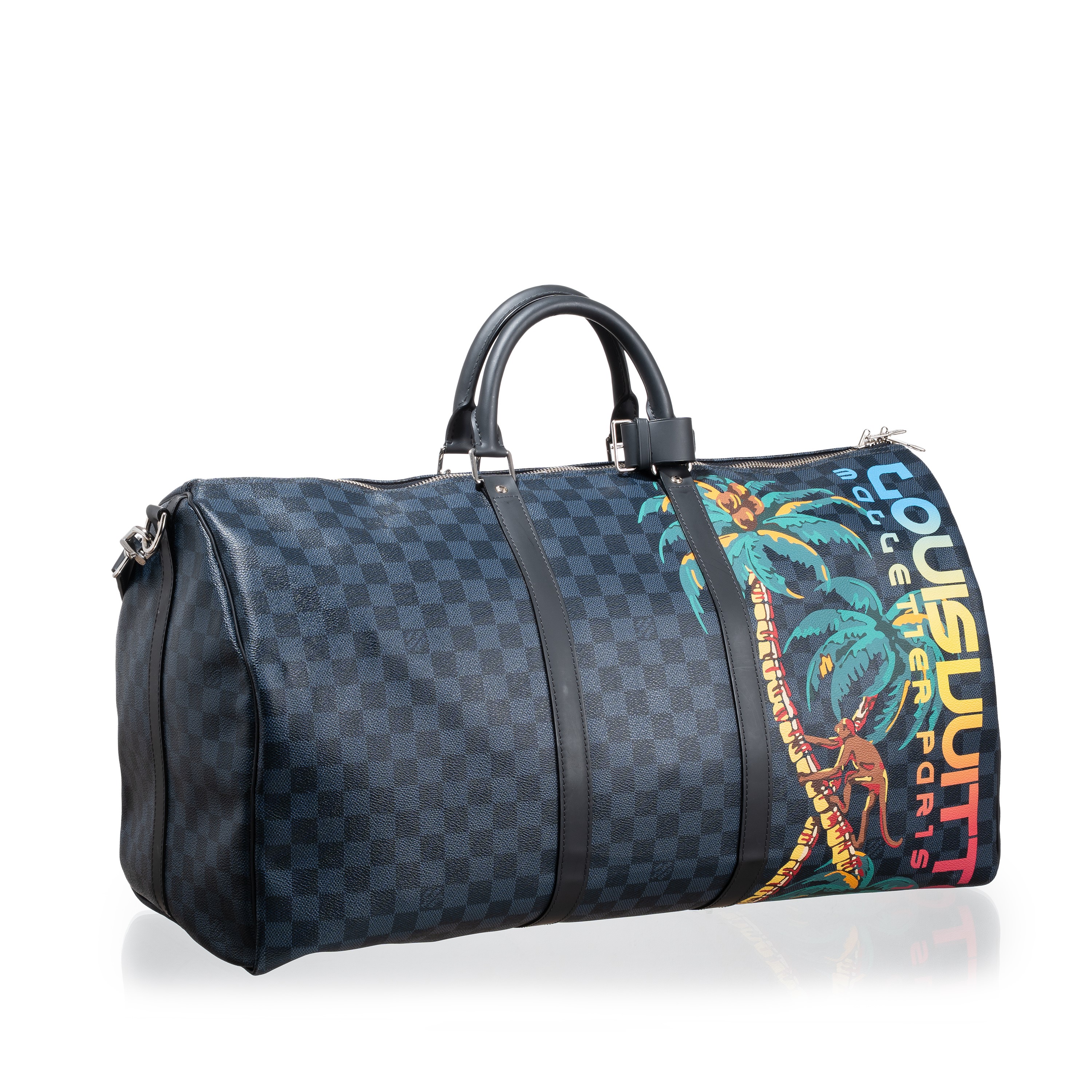 LOUIS VUITTON KEEPALL 55 BANDOULIÈRE DAMIER COBALT LIMITED EDITION JUNGLE - 2018