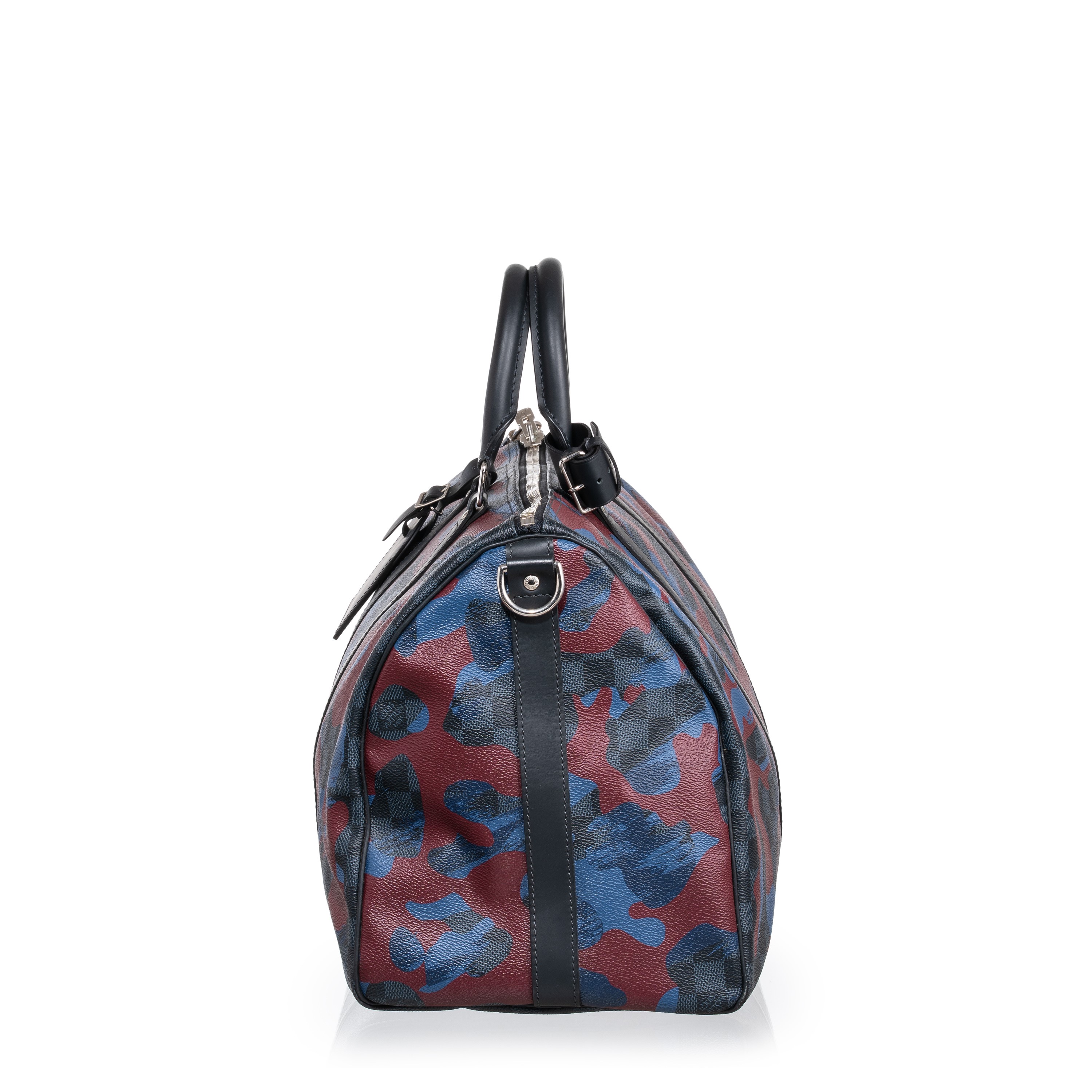 LOUIS VUITTON KEEPALL 45 BANDOULIÈRE DAMIER COBALT COATED CANVAS CAMOUFLAGE BORDEAUX