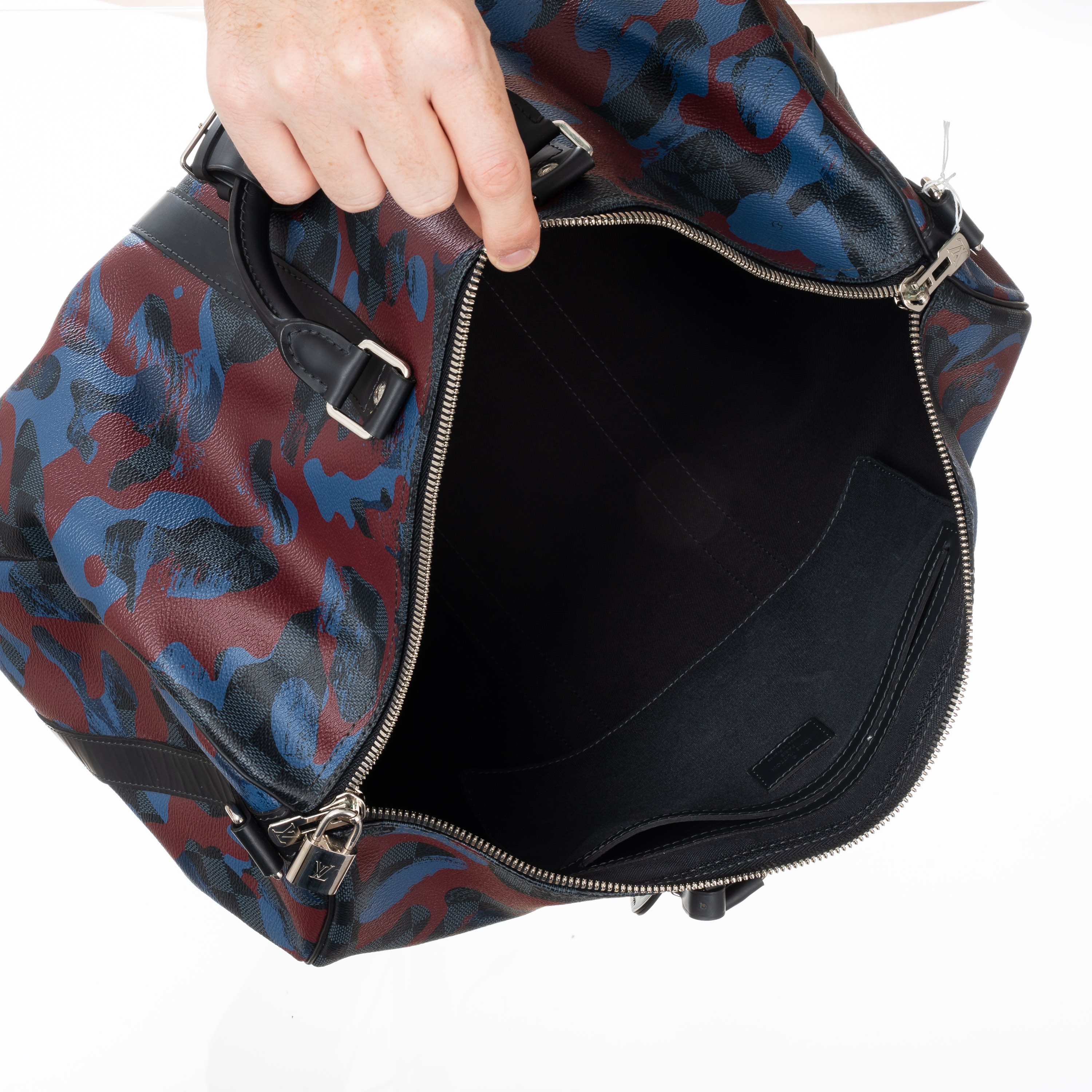 LOUIS VUITTON KEEPALL 45 BANDOULIÈRE DAMIER COBALT COATED CANVAS CAMOUFLAGE BORDEAUX