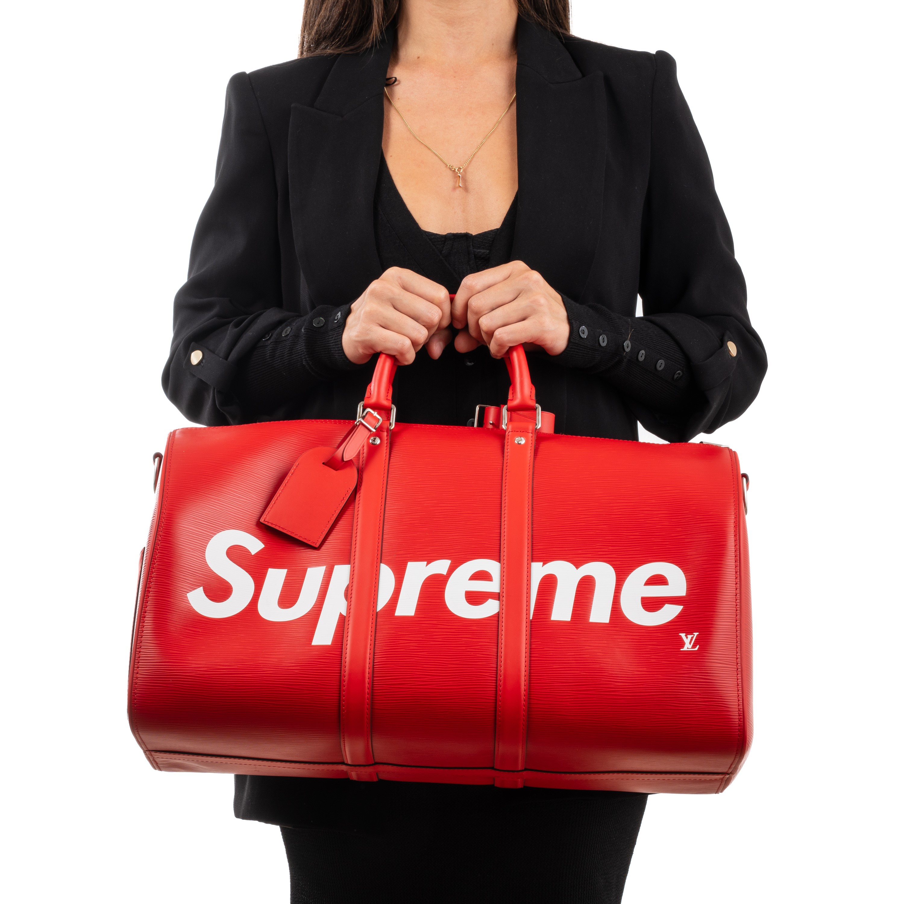 LOUIS VUITTON KEEPALL 45 BANDOULIÈRE LIMITED EDITION LV X SUPREME IN PELLE EPI ROSSA - 2017
