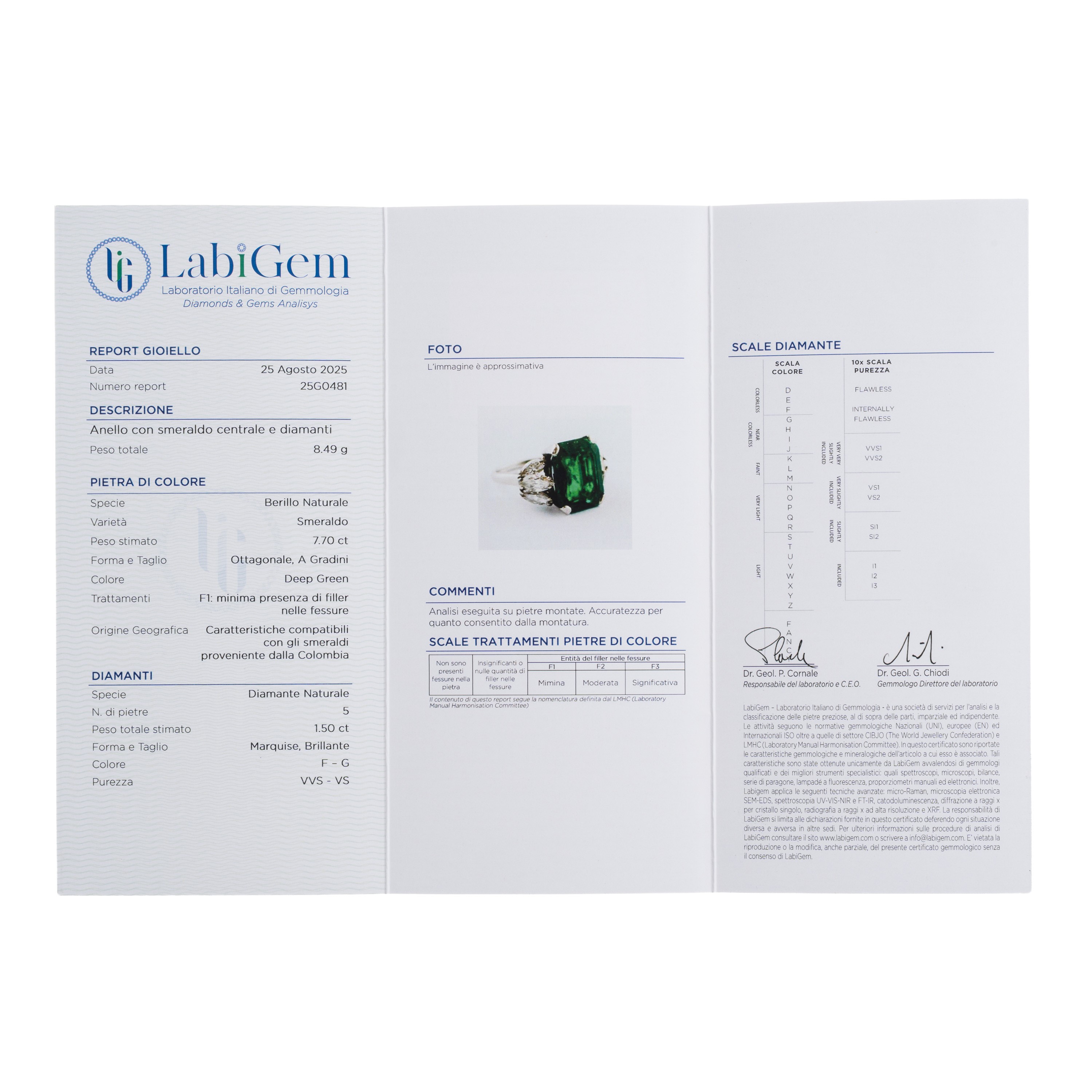 ANELLO IN ORO BIANCO CON SMERALDO CENTRALE E DIAMANTI