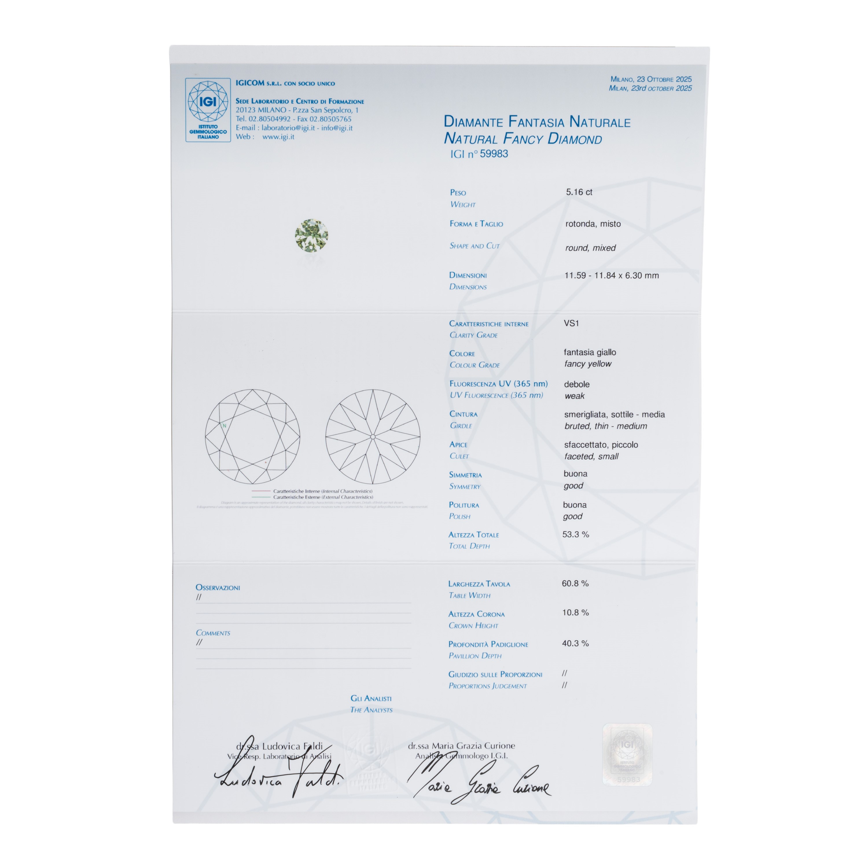 ANELLO SOLITARIO IN PLATINO CON DIAMANTE FANCY YELLOW