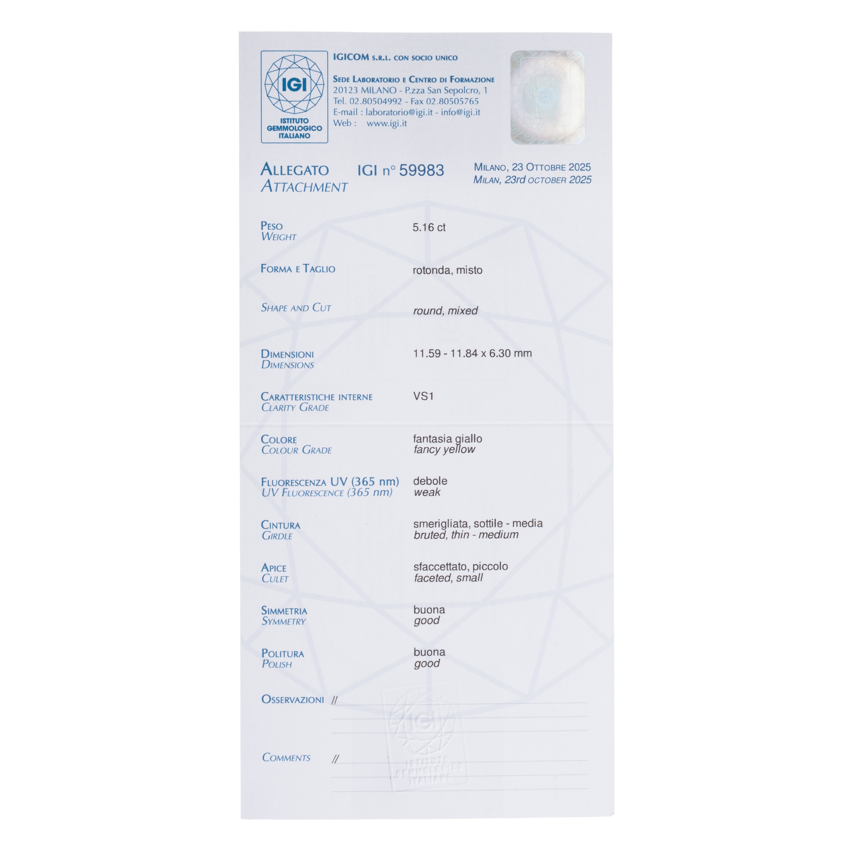 ANELLO SOLITARIO IN PLATINO CON DIAMANTE FANCY YELLOW