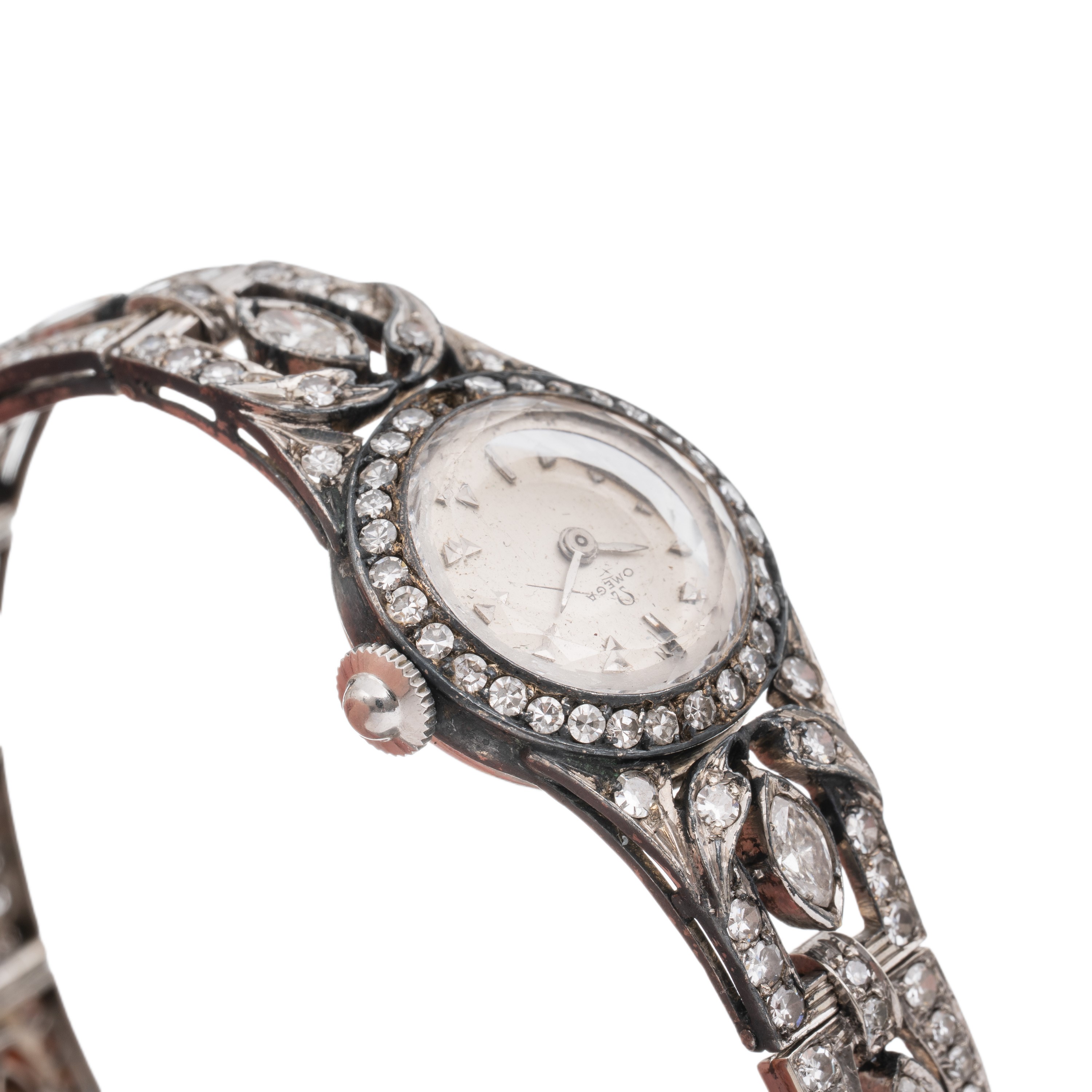 OMEGA - OROLOGIO SOLO TEMPO A CARICA MANUALE IN ORO BIANCO 18KT CON BRACCIALE INTEGRATO IN ORO BI...