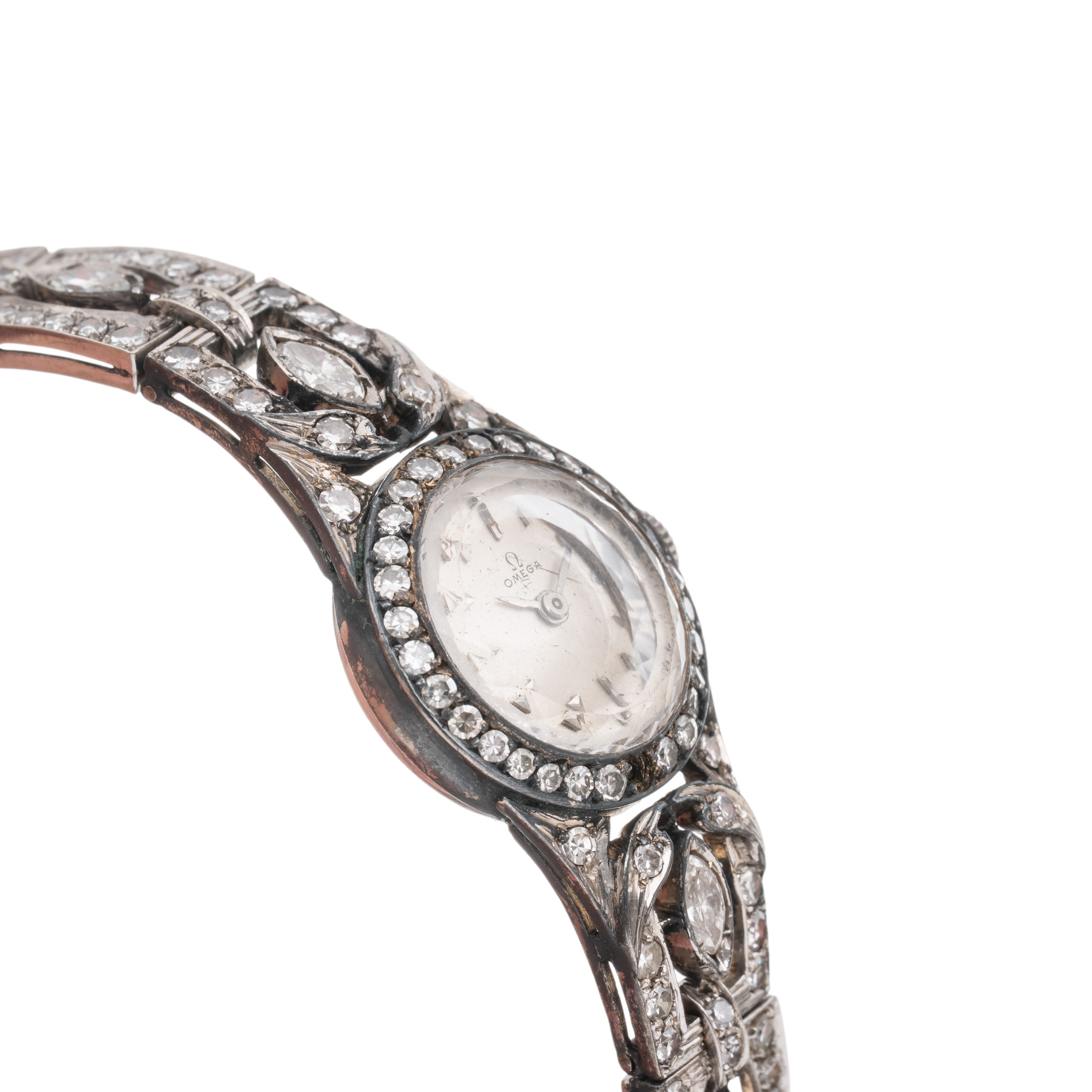 OMEGA - OROLOGIO SOLO TEMPO A CARICA MANUALE IN ORO BIANCO 18KT CON BRACCIALE INTEGRATO IN ORO BI...