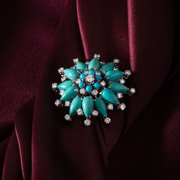 MISSIAGLIA - SPILLA CON TURCHESI E DIAMANTI