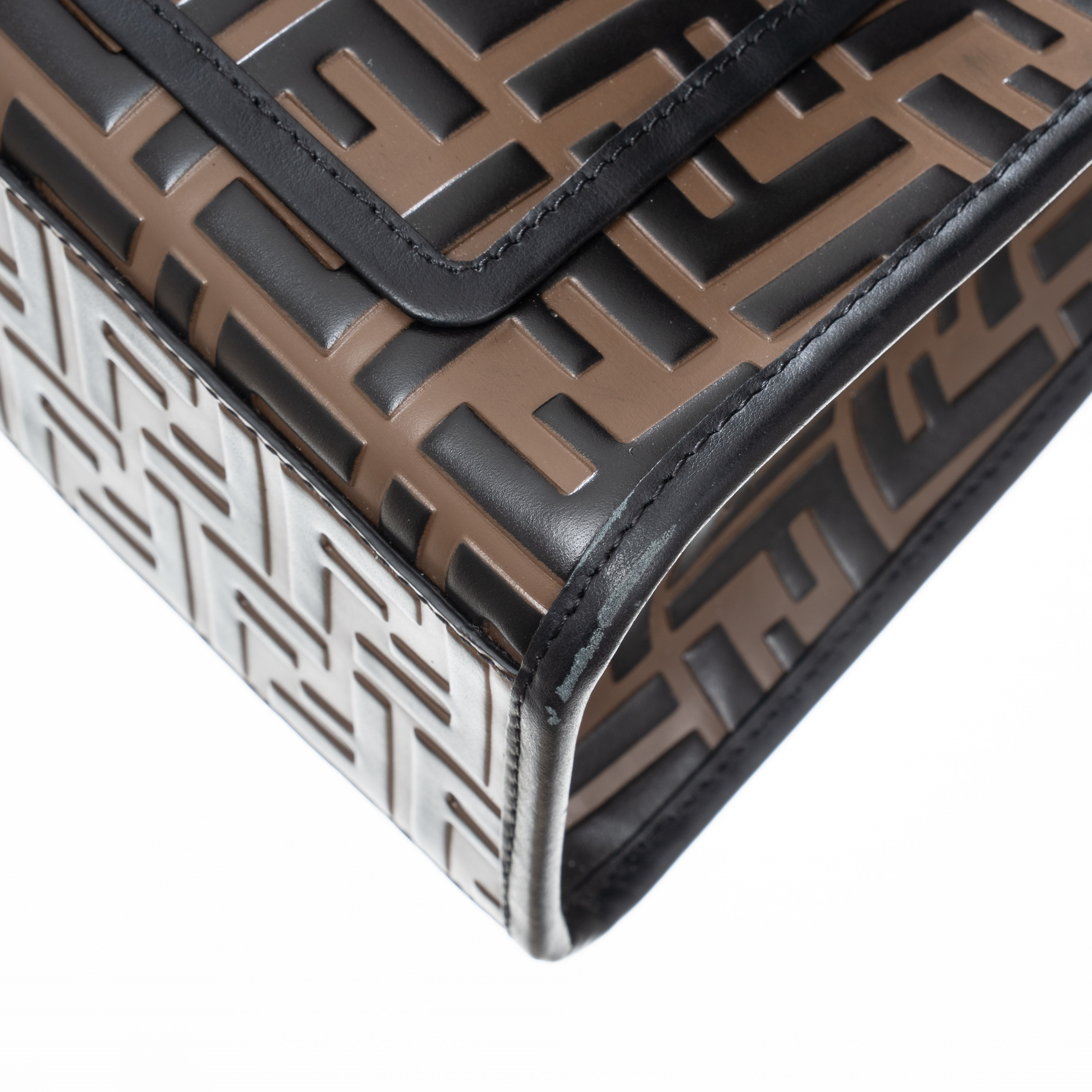 FENDI SHOPPING BAG RUNWAY IN PELLE CON STAMPA FF IN RILIEVO