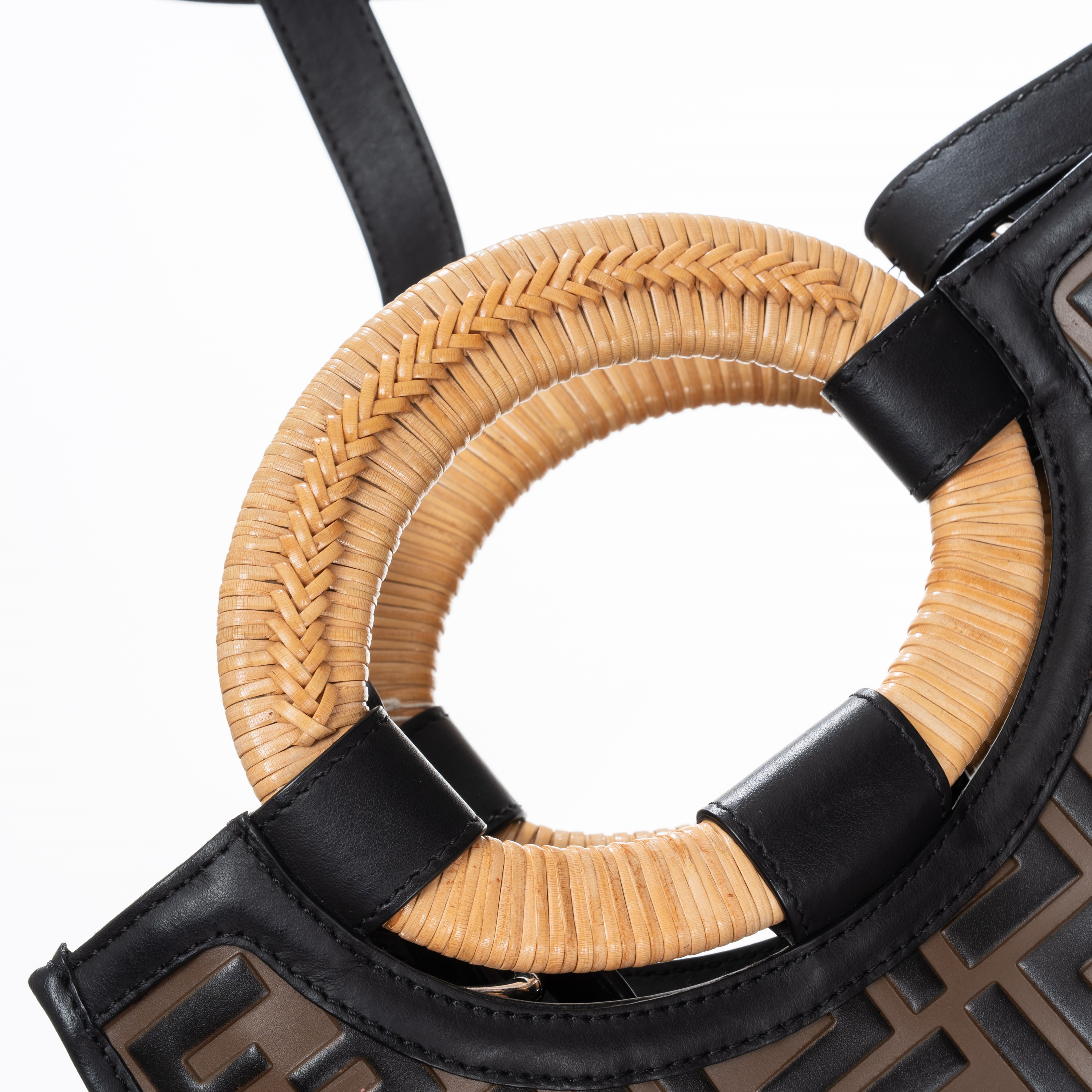 FENDI SHOPPING BAG RUNWAY IN PELLE CON STAMPA FF IN RILIEVO