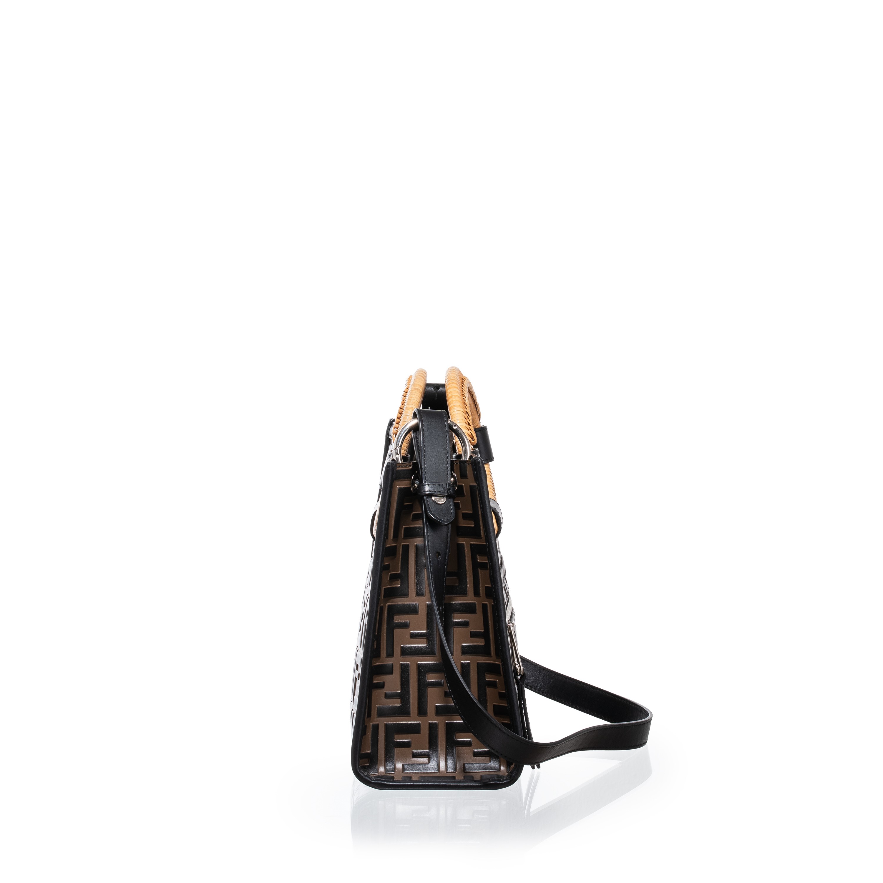 FENDI SHOPPING BAG RUNWAY IN PELLE CON STAMPA FF IN RILIEVO