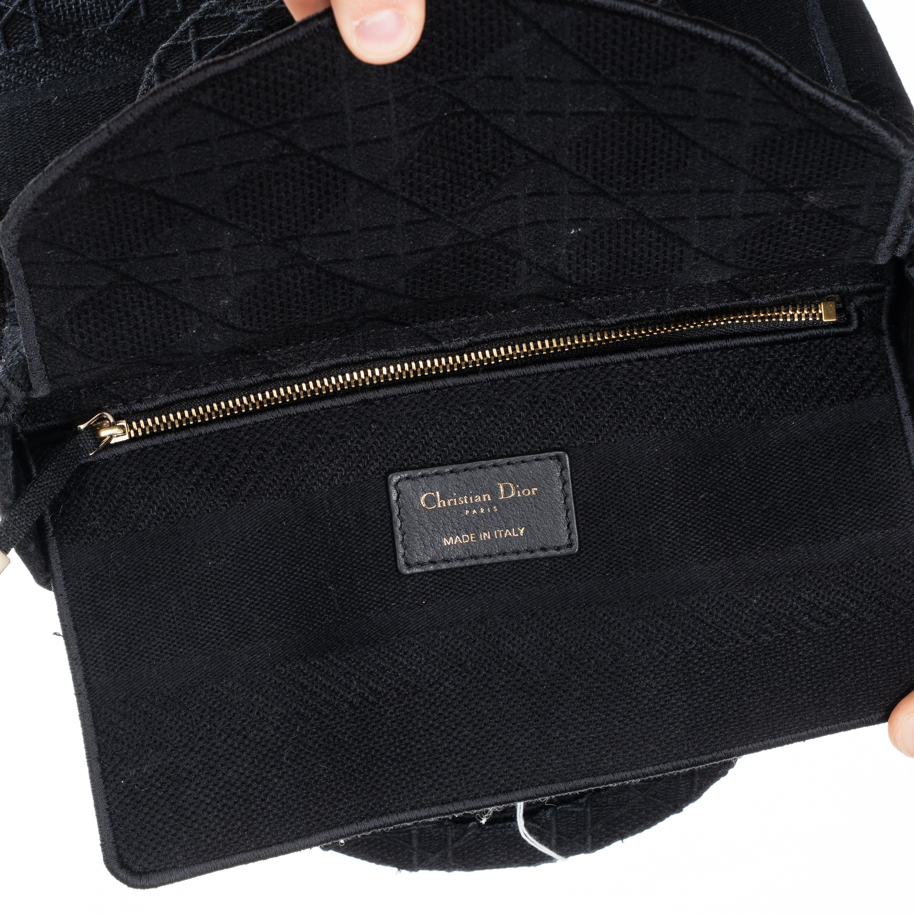 DIOR D-LITE MEDIA IN TESSUTO TRAMA CANALE COLOR NERO E HARDWARE CHAMPAGNE - 2020