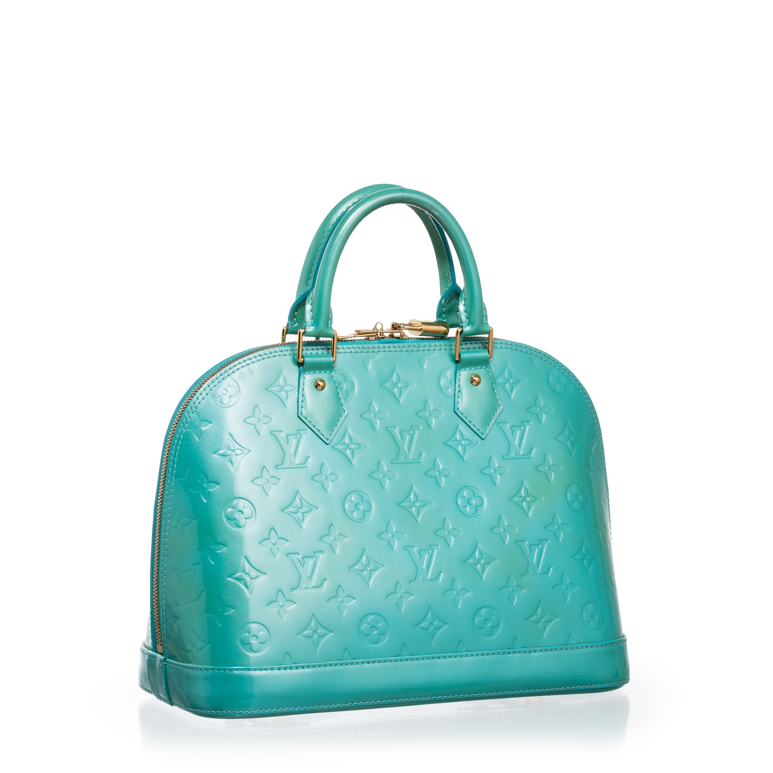 LOUIS VUITTON ALMA PM MONOGRAM VERNIS AZZURRA, GHW - 2012