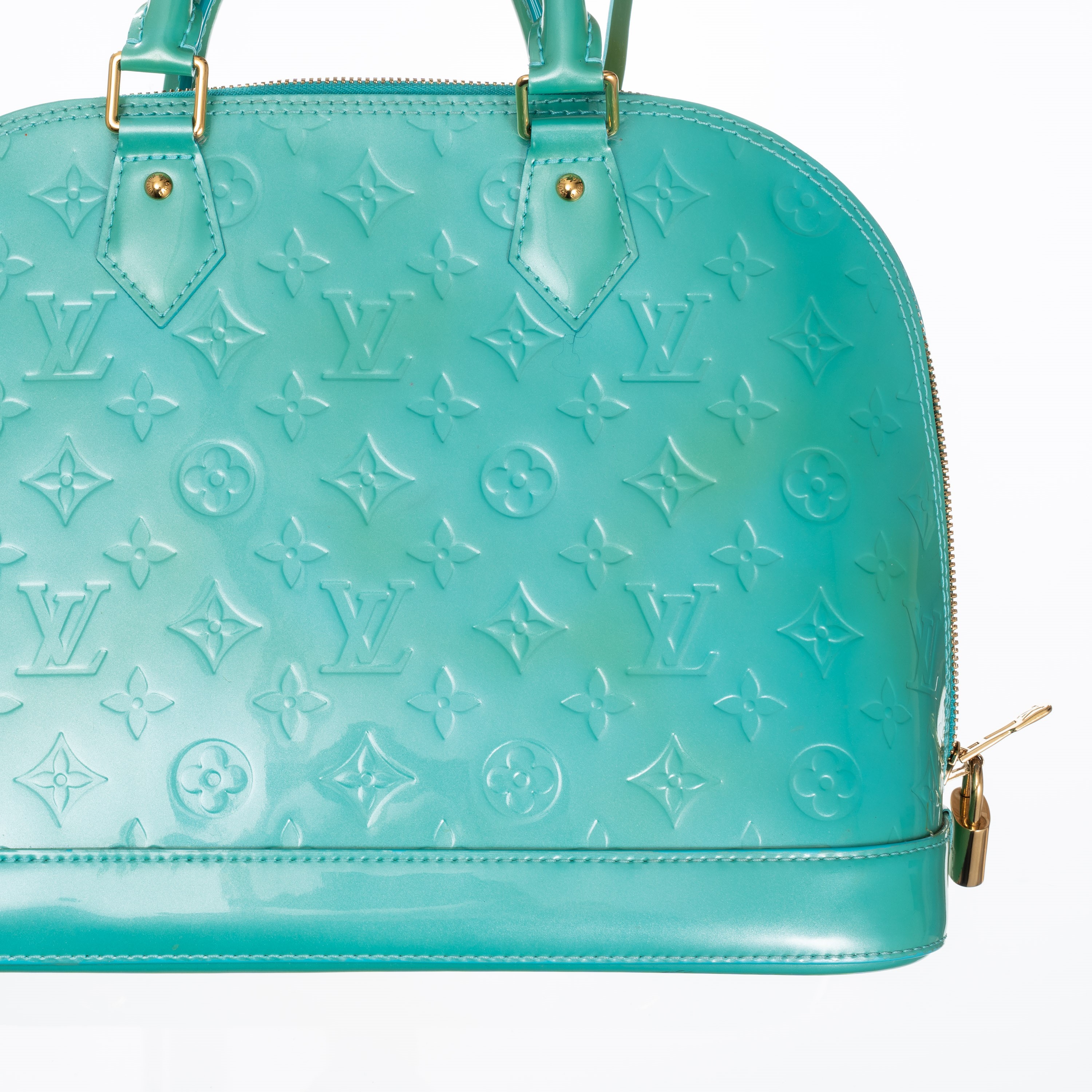 LOUIS VUITTON ALMA PM MONOGRAM VERNIS AZZURRA, GHW - 2012
