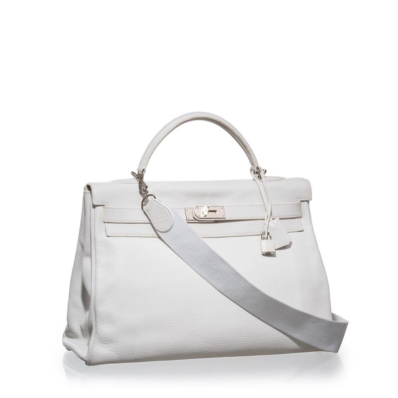 HERMÈS KELLY 40 RETOURNÉ CLEMENCE COLORE BIANCO PHW - 2007