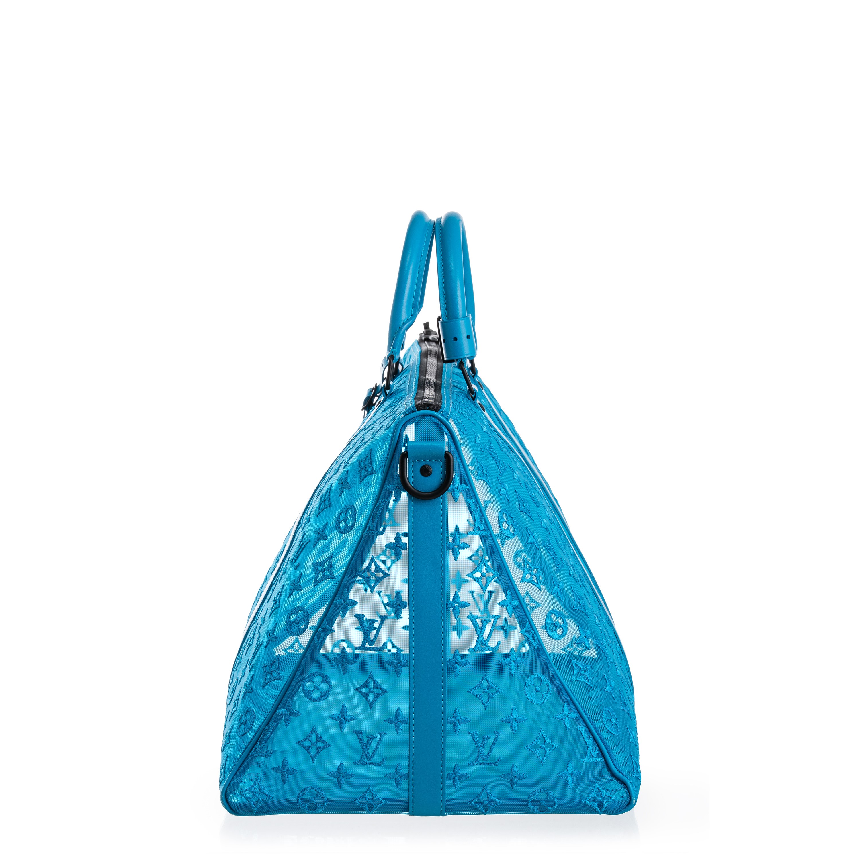 LOUIS VUITTON KEEPALL TRIANGLE BANDOULIERE 50 TURQUOISE MONOGRAMME SEE THROUGH