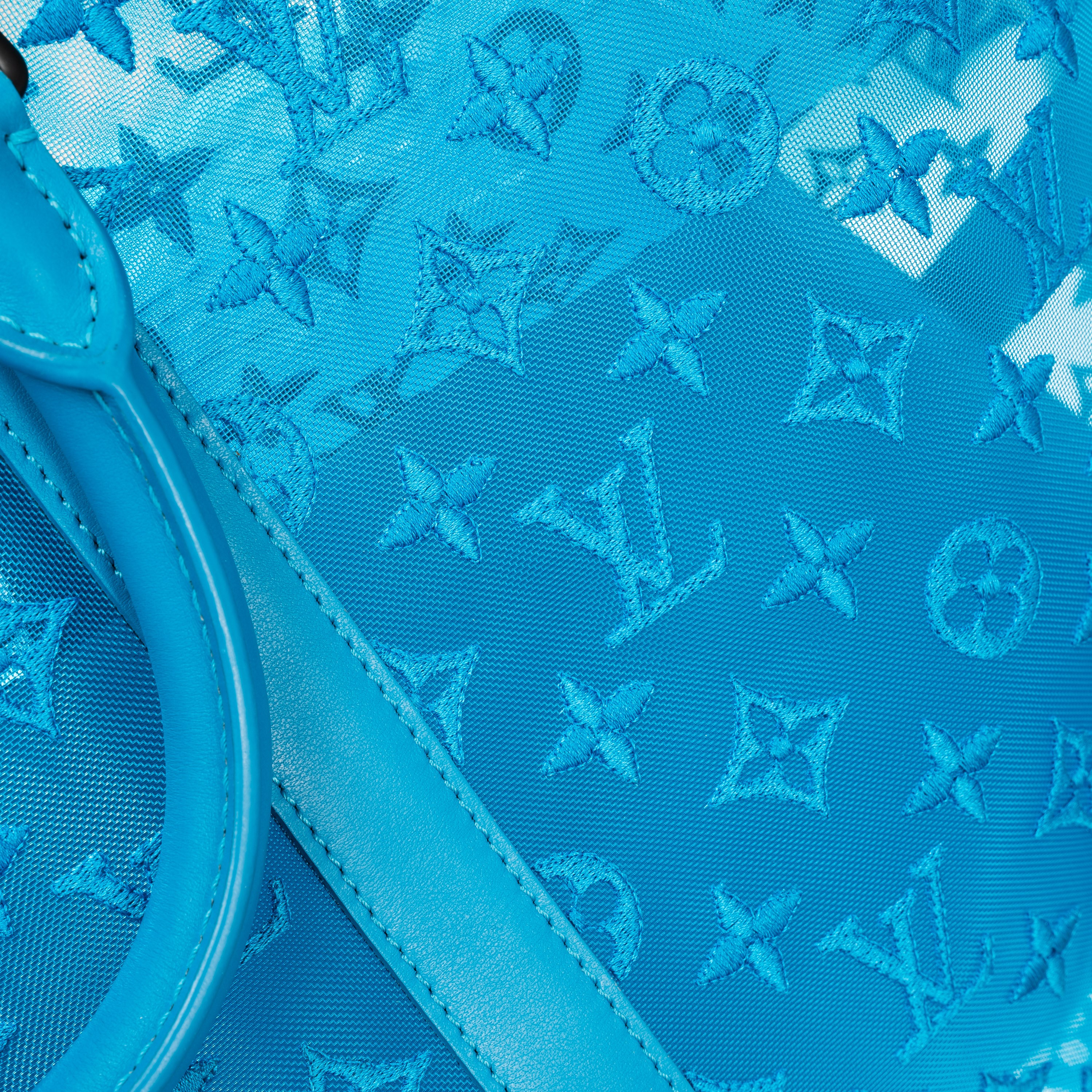 LOUIS VUITTON KEEPALL TRIANGLE BANDOULIERE 50 TURQUOISE MONOGRAMME SEE THROUGH