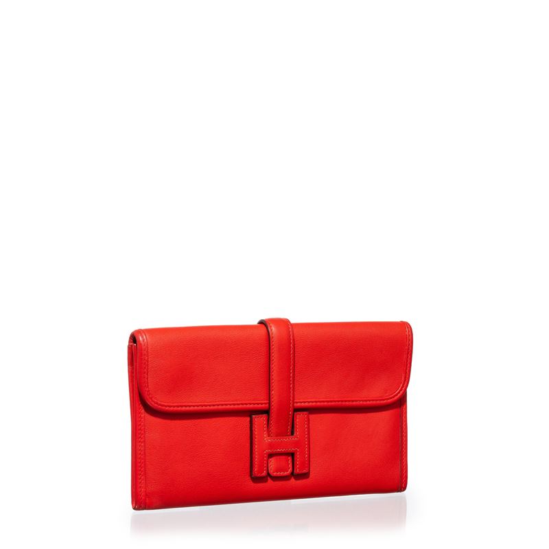 HERMÈS JIGE 21 IN PELLAME EVERCOLOR COLORE ROUGE CASAQUE PHW - 2017