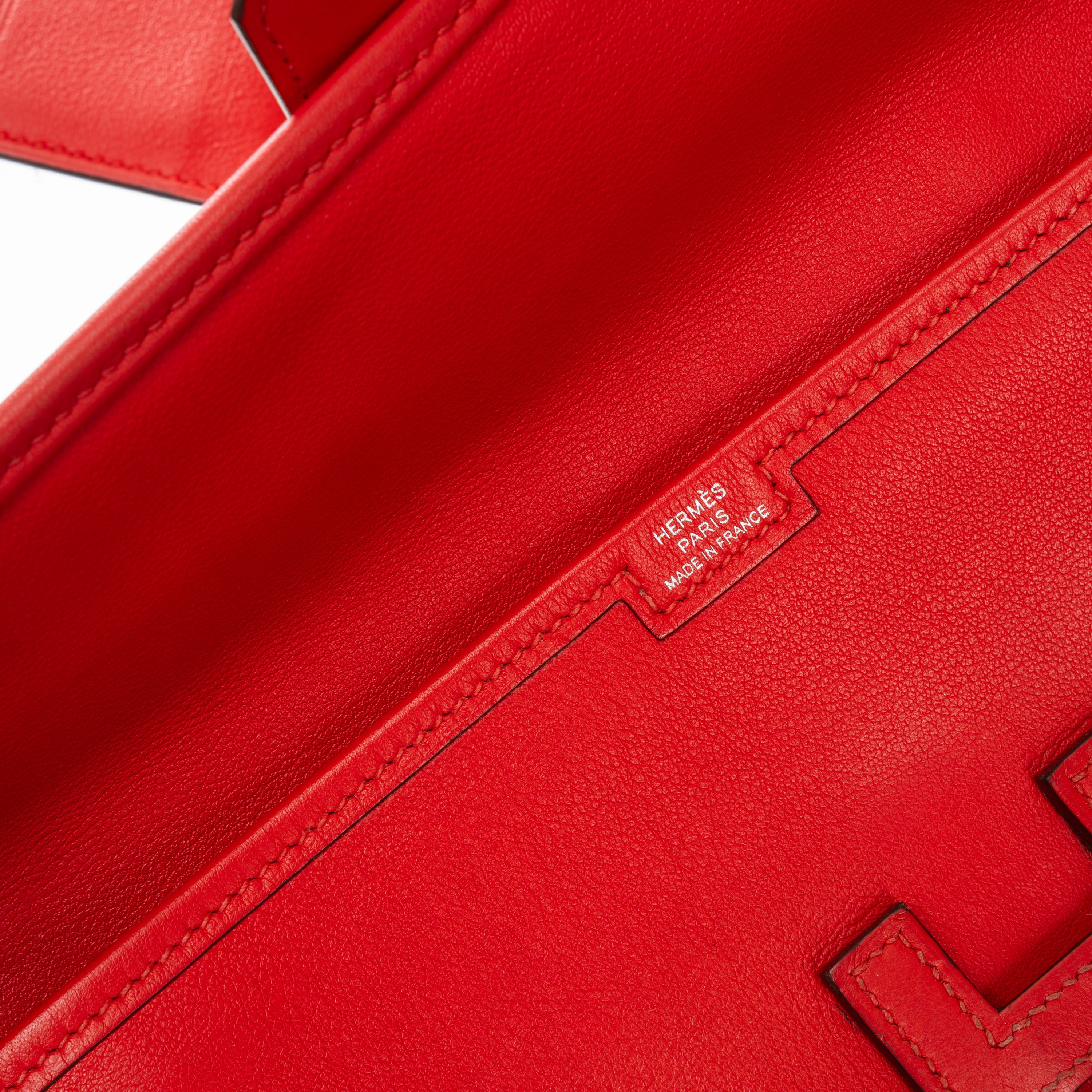 HERMÈS JIGE 21 IN PELLAME EVERCOLOR COLORE ROUGE CASAQUE PHW - 2017