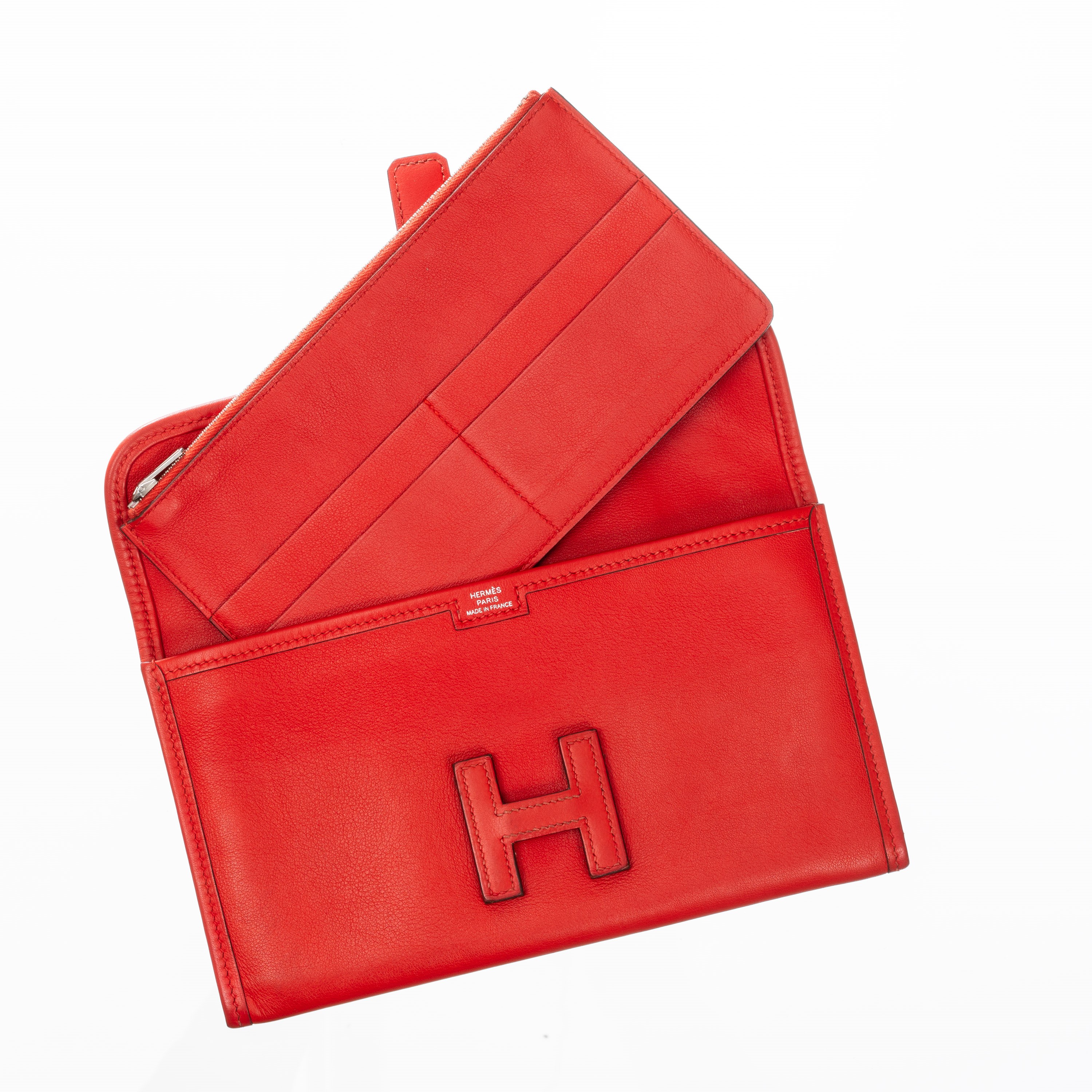 HERMÈS JIGE 21 IN PELLAME EVERCOLOR COLORE ROUGE CASAQUE PHW - 2017