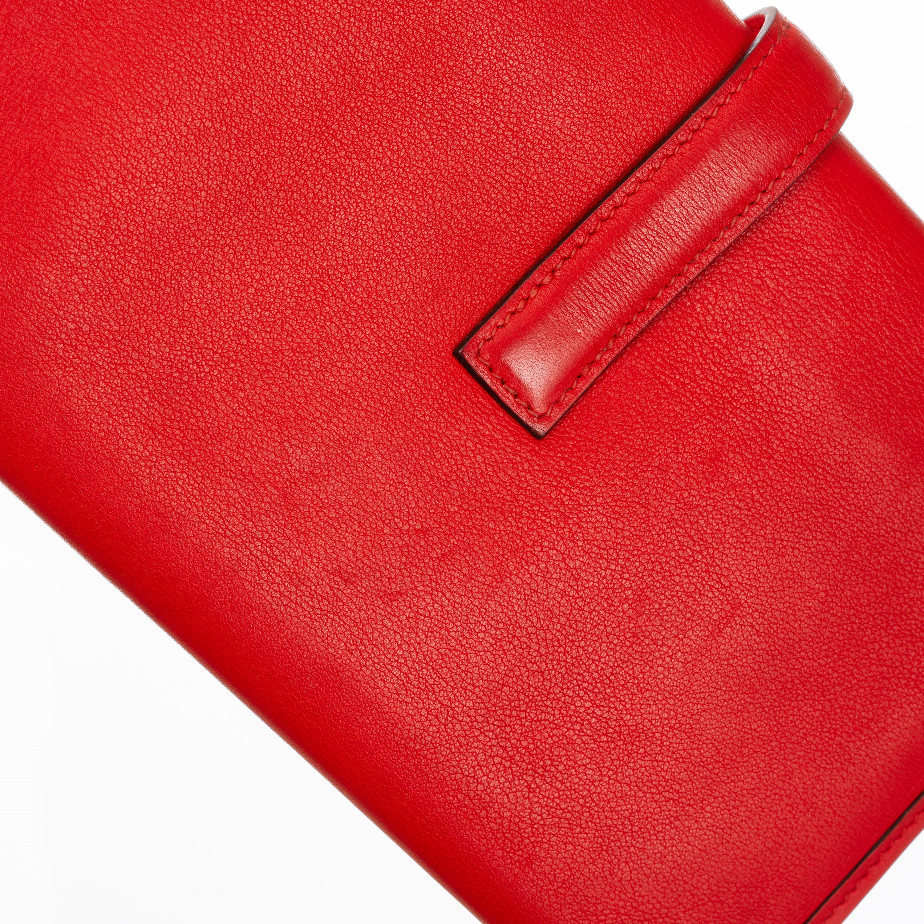 HERMÈS JIGE 21 IN PELLAME EVERCOLOR COLORE ROUGE CASAQUE PHW - 2017