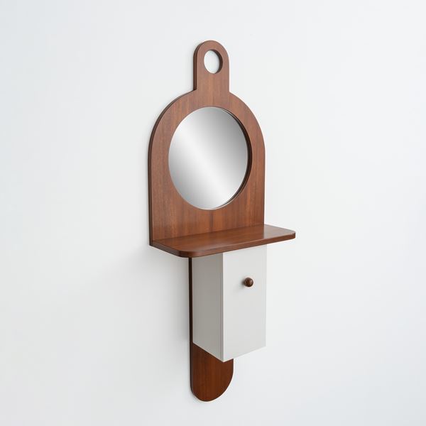 Ettore Sottsass - ETTORE SOTTSASS, MOBILE SOSPESO CON SPECCHIO MODELLO 'TEMPUS'