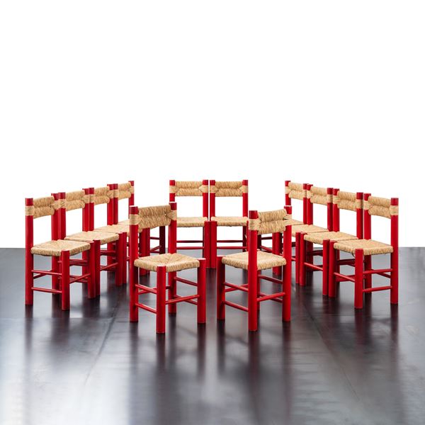 Anonimo - ANONIMO, SET DODICI SEDIE ROSSE