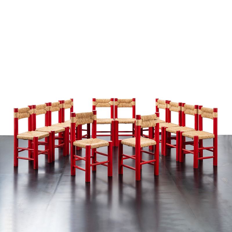 ANONIMO, SET DODICI SEDIE ROSSE