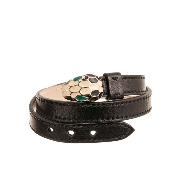 BULGARI - BRACCIALE BULGARI IN PELLE SERIE SERPENTI NERO