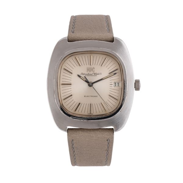 IWC - IWC - ELECTRONIC OROLOGIO SOLO TEMPO AL QUARZO DIAPASON IN ACCIAIO CON QUADRANTE ARGENTE' E DATARIO AD ORE TRE