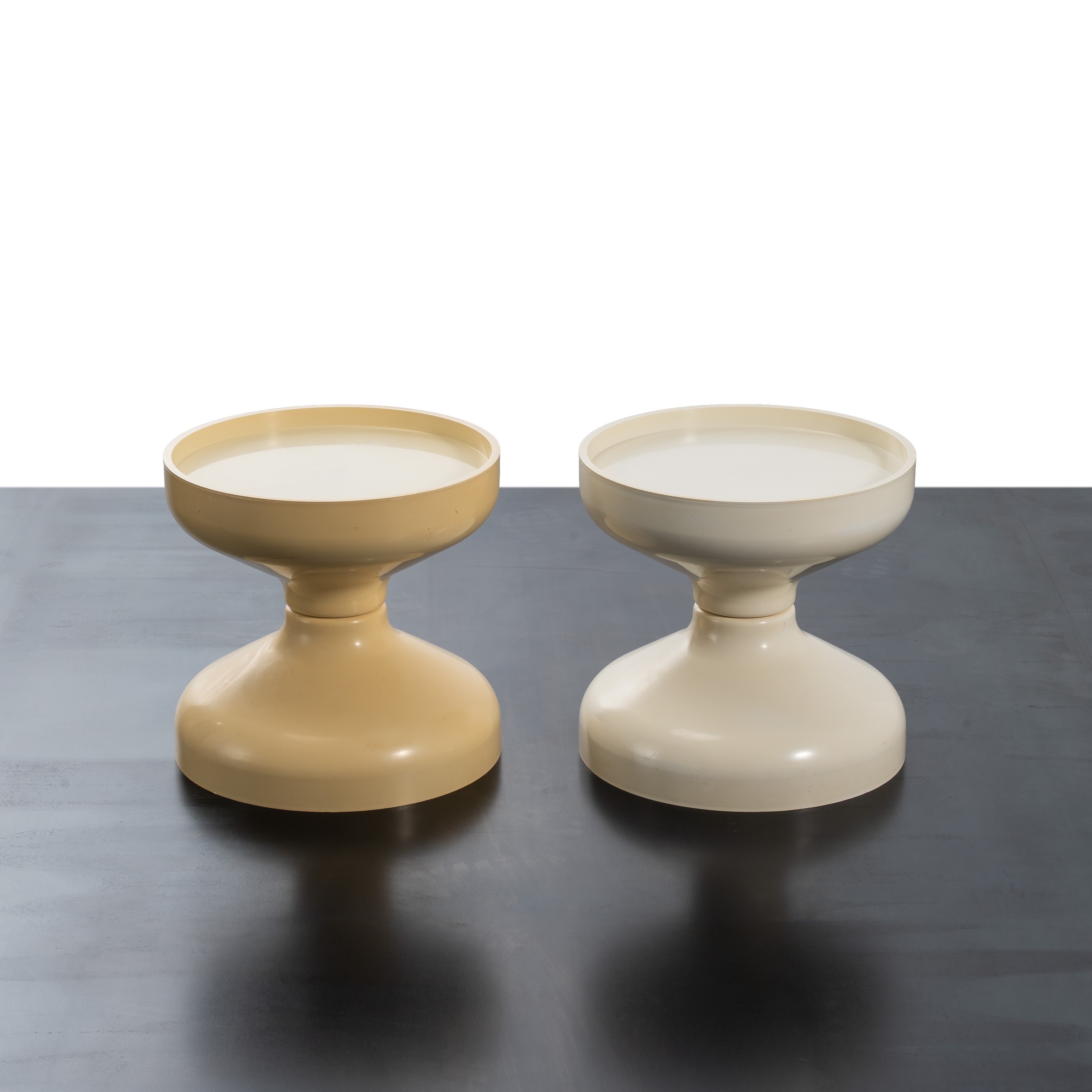 ACHILLE E PIERGIACOMO CASTIGLIONI, COPPIA ROCCHETTI STOOL/ SIDE TABLE