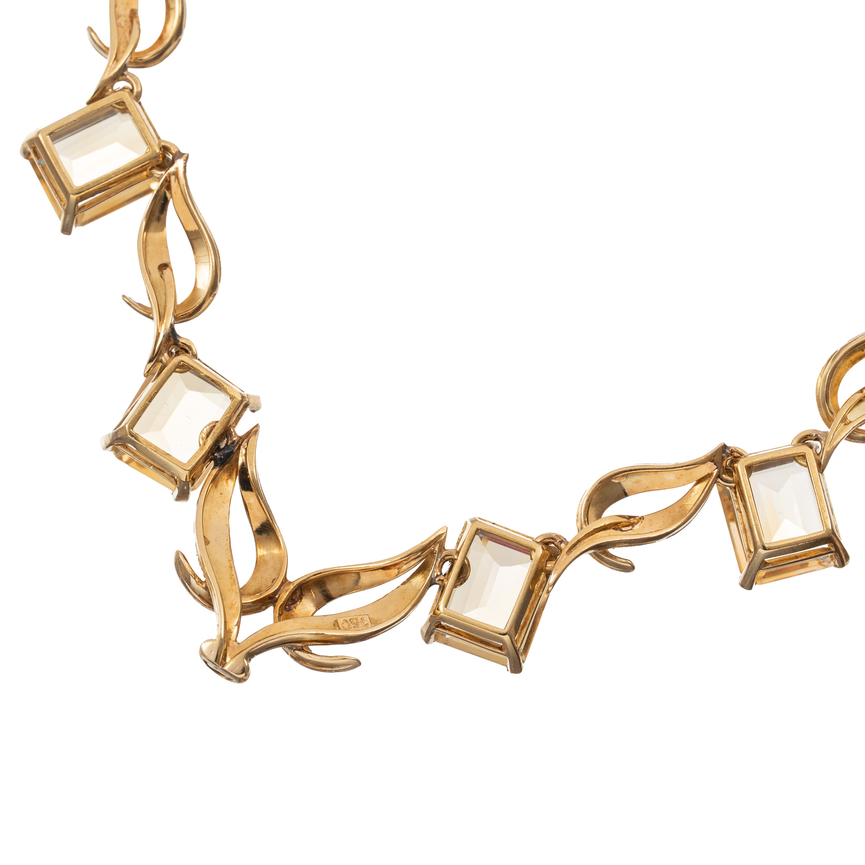 SPILLA E GIROCOLLO IN ORO GIALLO E QUARZI CITRINI