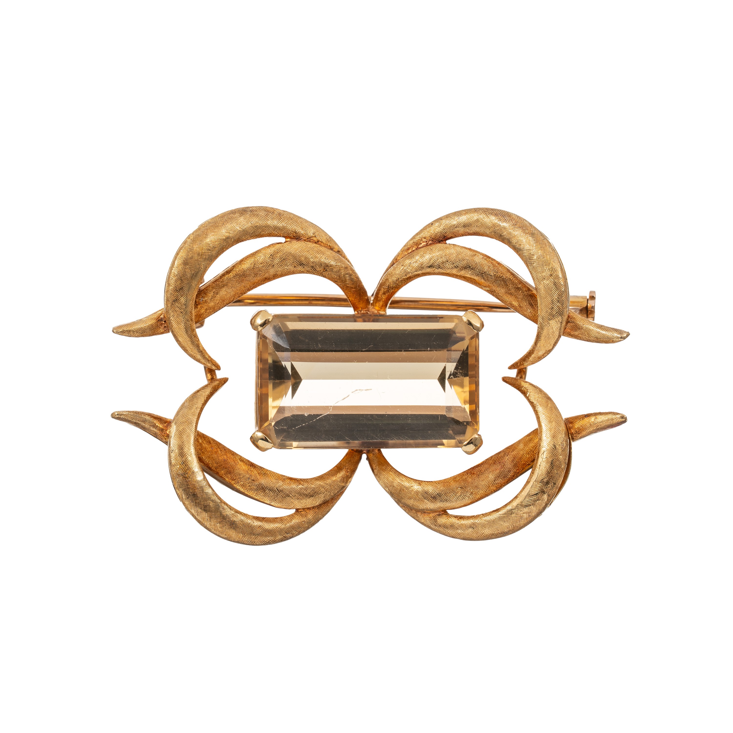 SPILLA E GIROCOLLO IN ORO GIALLO E QUARZI CITRINI