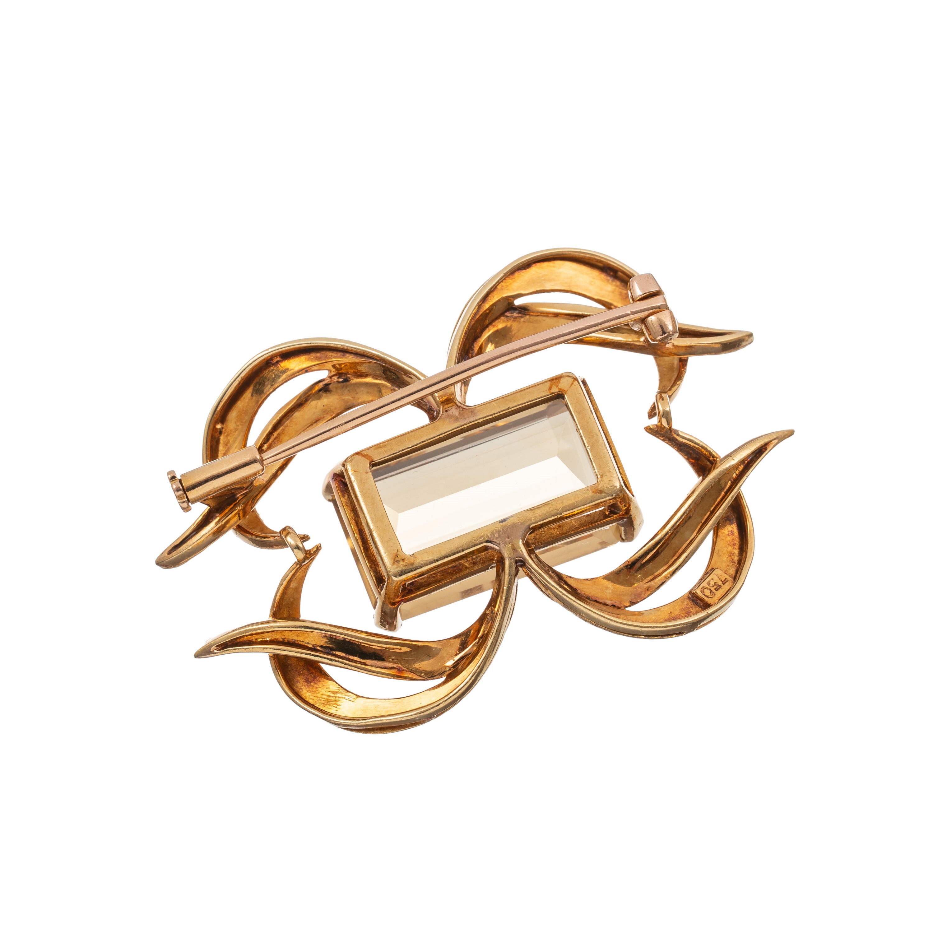 SPILLA E GIROCOLLO IN ORO GIALLO E QUARZI CITRINI