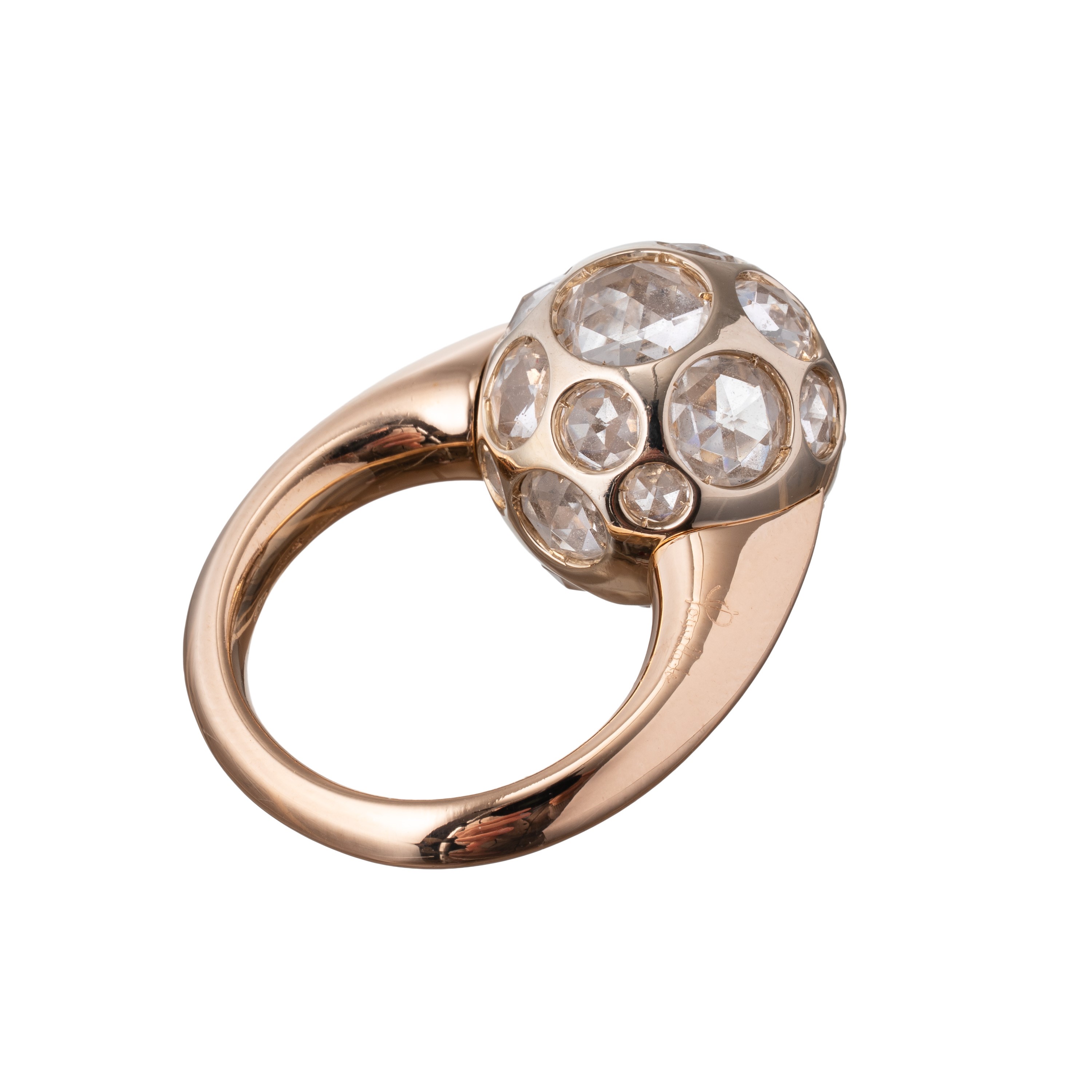 POMELLATO - ANELLO IN ORO ROSA CON CRISTALLI DI ROCCA