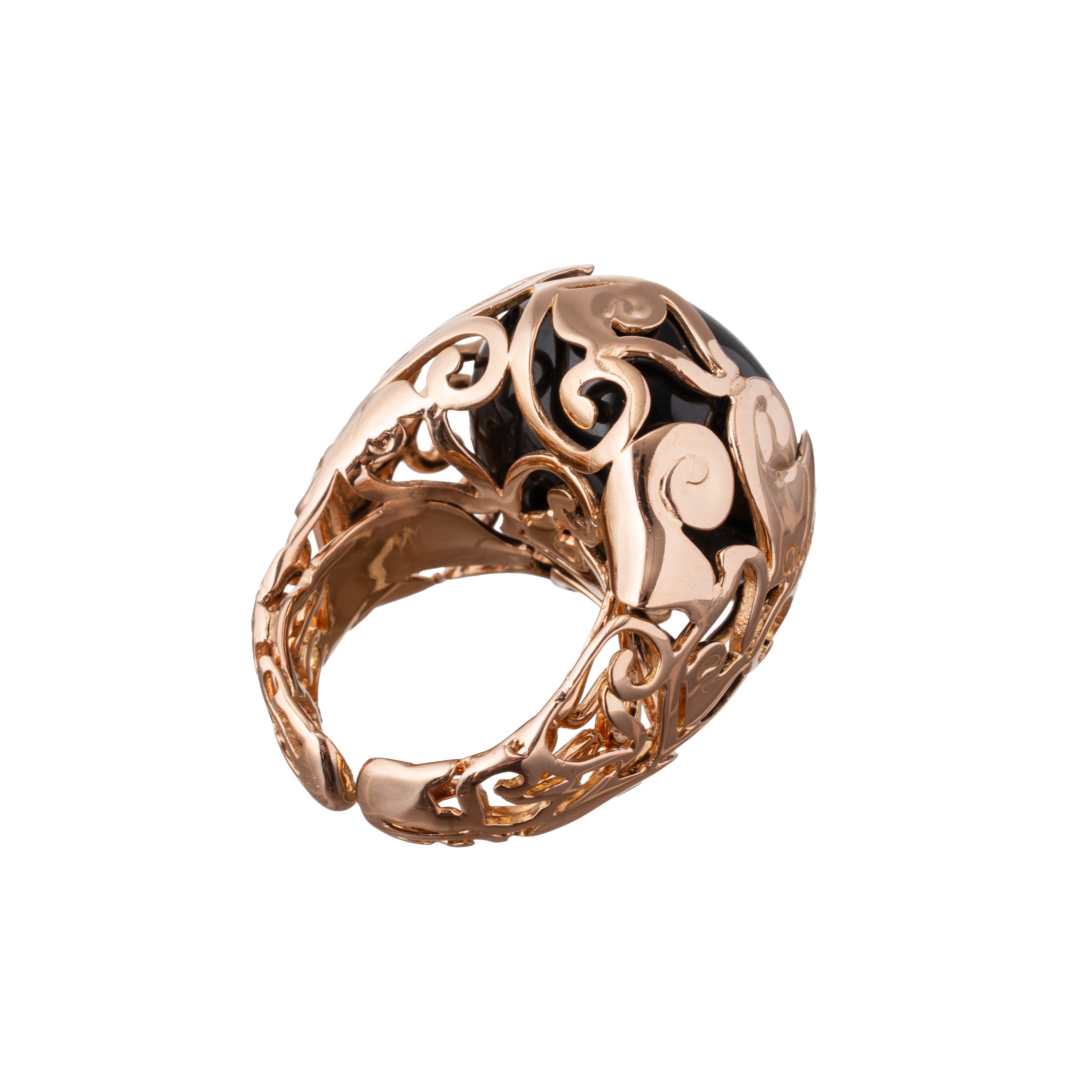 CHANTECLER - ANELLO IN ORO ROSA E ONICE