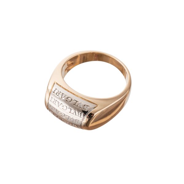 BULGARI - BULGARI - ANELLO TRONCHETTO IN ORO GIALLO E BIANCO