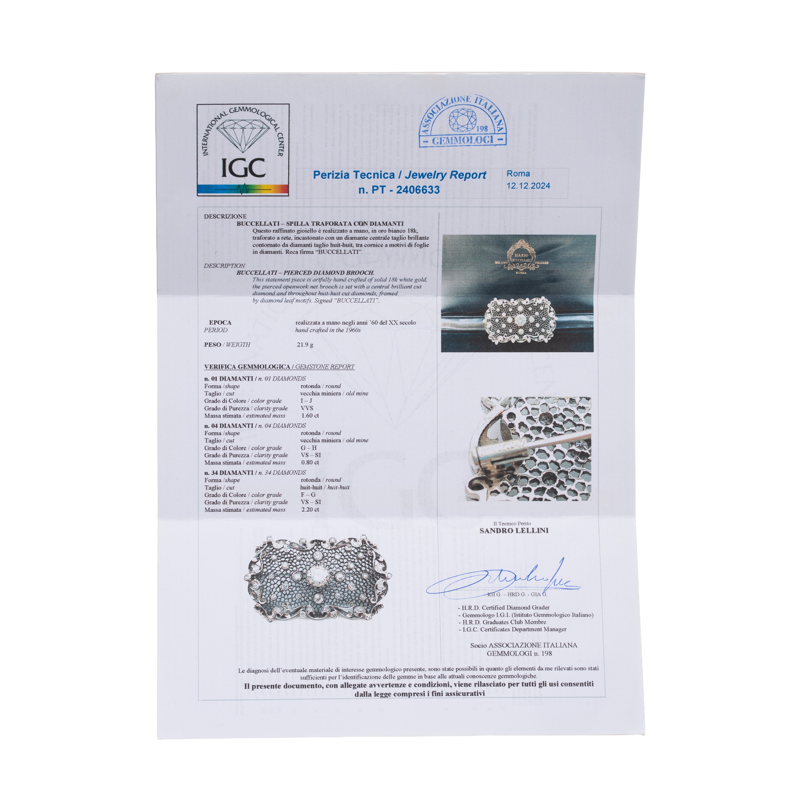 BUCCELLATI - SPILLA IN ORO E DIAMANTI