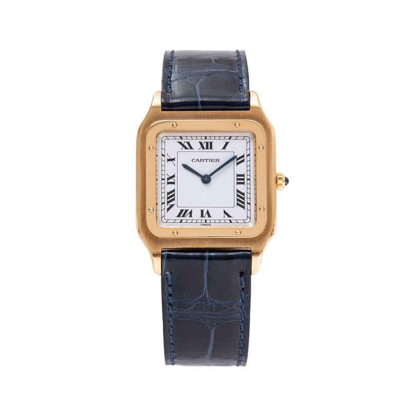 CARTIER - SANTOS DUMONT OROLOGIO SOLO TEMPO A CARICA MANUALE IN ORO GIALLO 18KT CON QUADRANTE BIA...