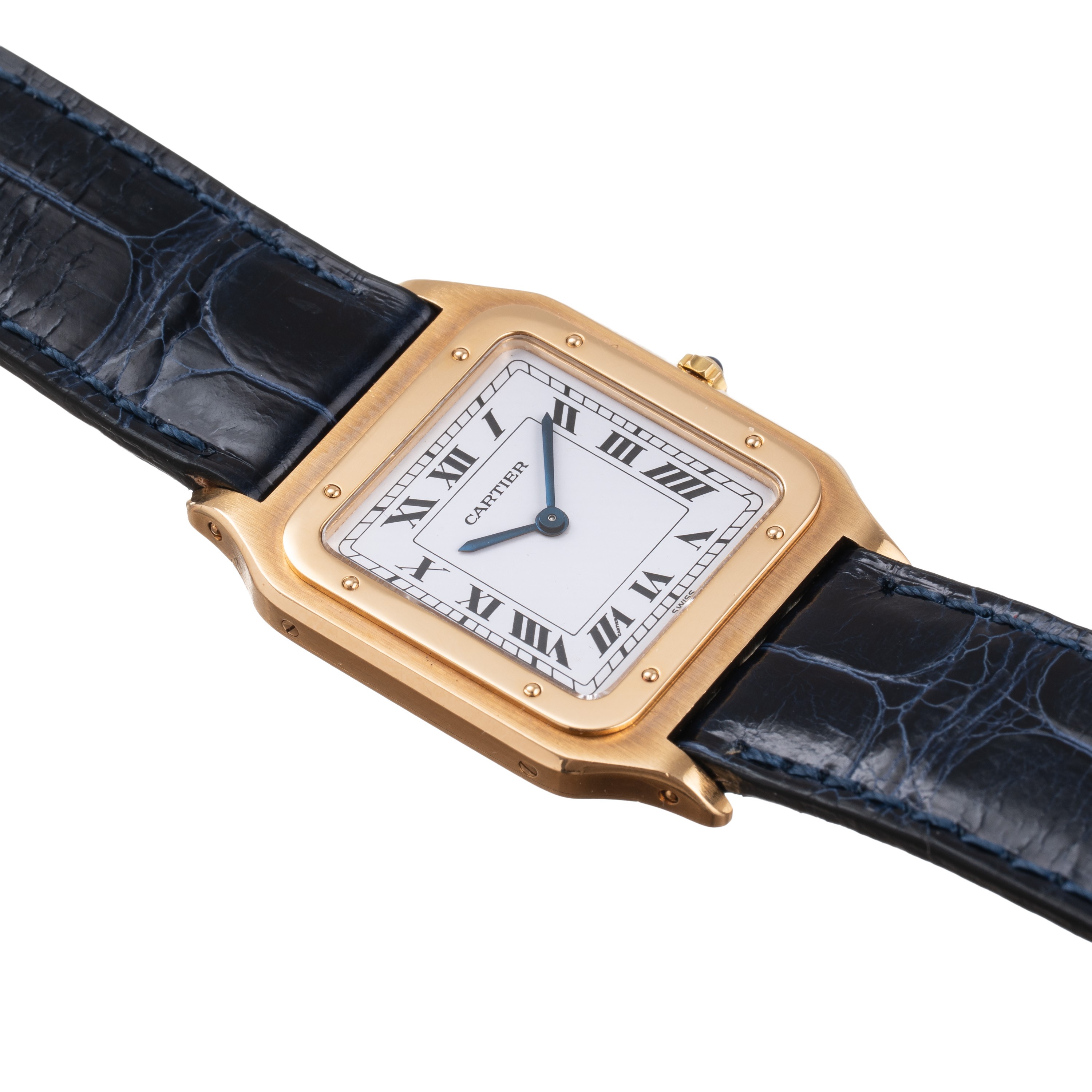 CARTIER - SANTOS DUMONT OROLOGIO SOLO TEMPO A CARICA MANUALE IN ORO GIALLO 18KT CON QUADRANTE BIA...