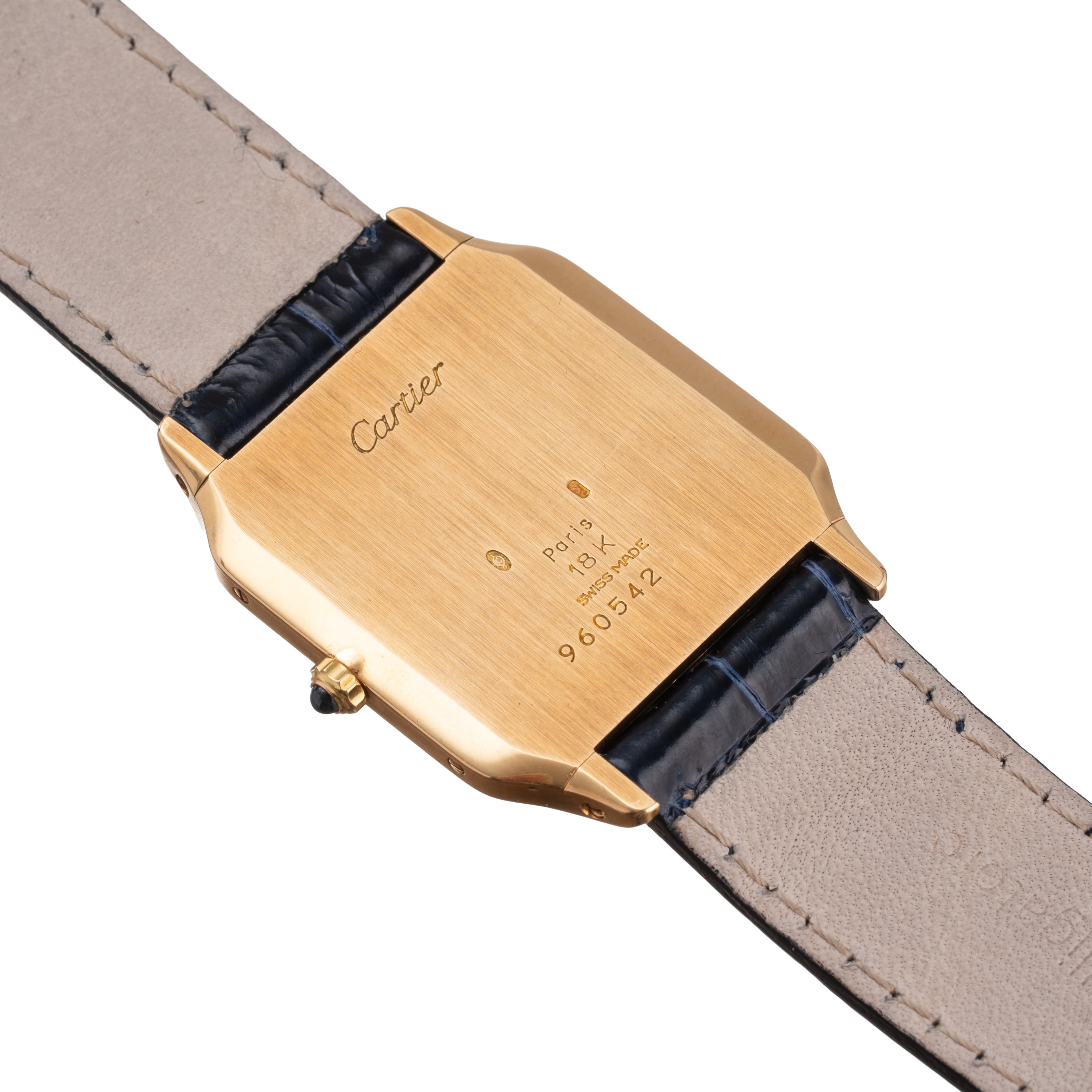 CARTIER - SANTOS DUMONT OROLOGIO SOLO TEMPO A CARICA MANUALE IN ORO GIALLO 18KT CON QUADRANTE BIA...