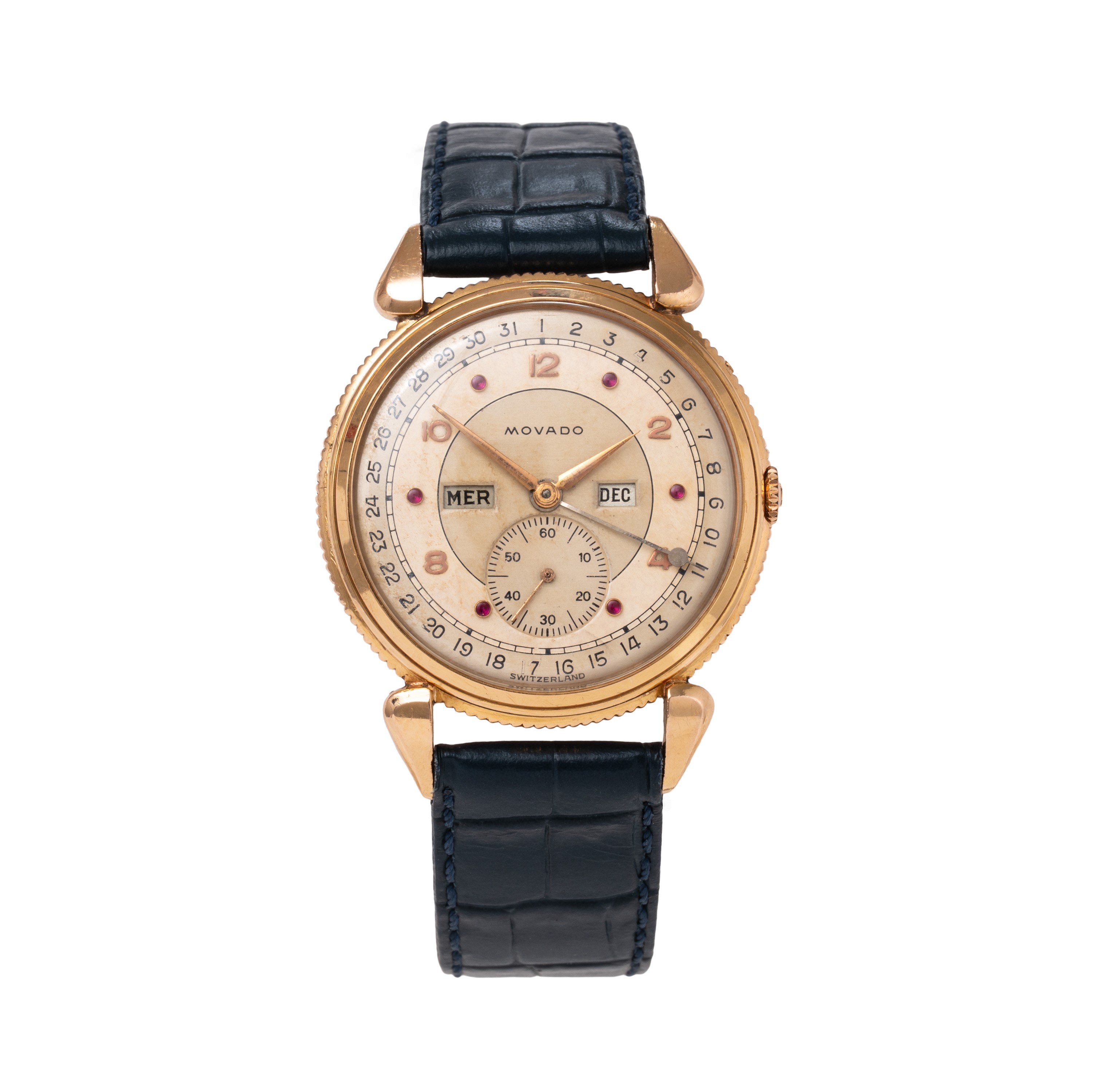 MOVADO - CALENDOGRAF TRIPLO CALENDARIO A CARICA MANUALE IN ORO ROSA 18KT CON QUADRANTE BITONALE E...