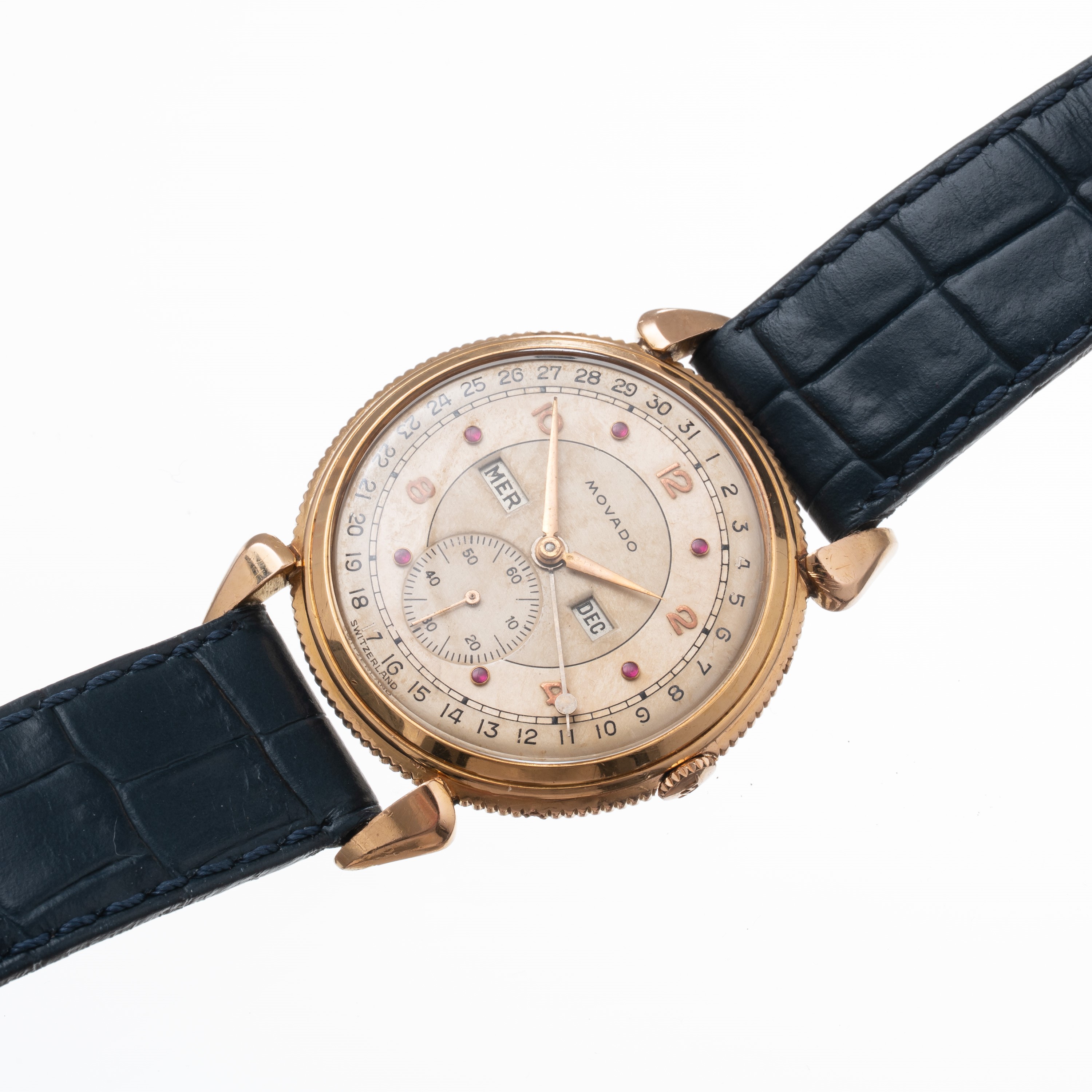 MOVADO - CALENDOGRAF TRIPLO CALENDARIO A CARICA MANUALE IN ORO ROSA 18KT CON QUADRANTE BITONALE E...