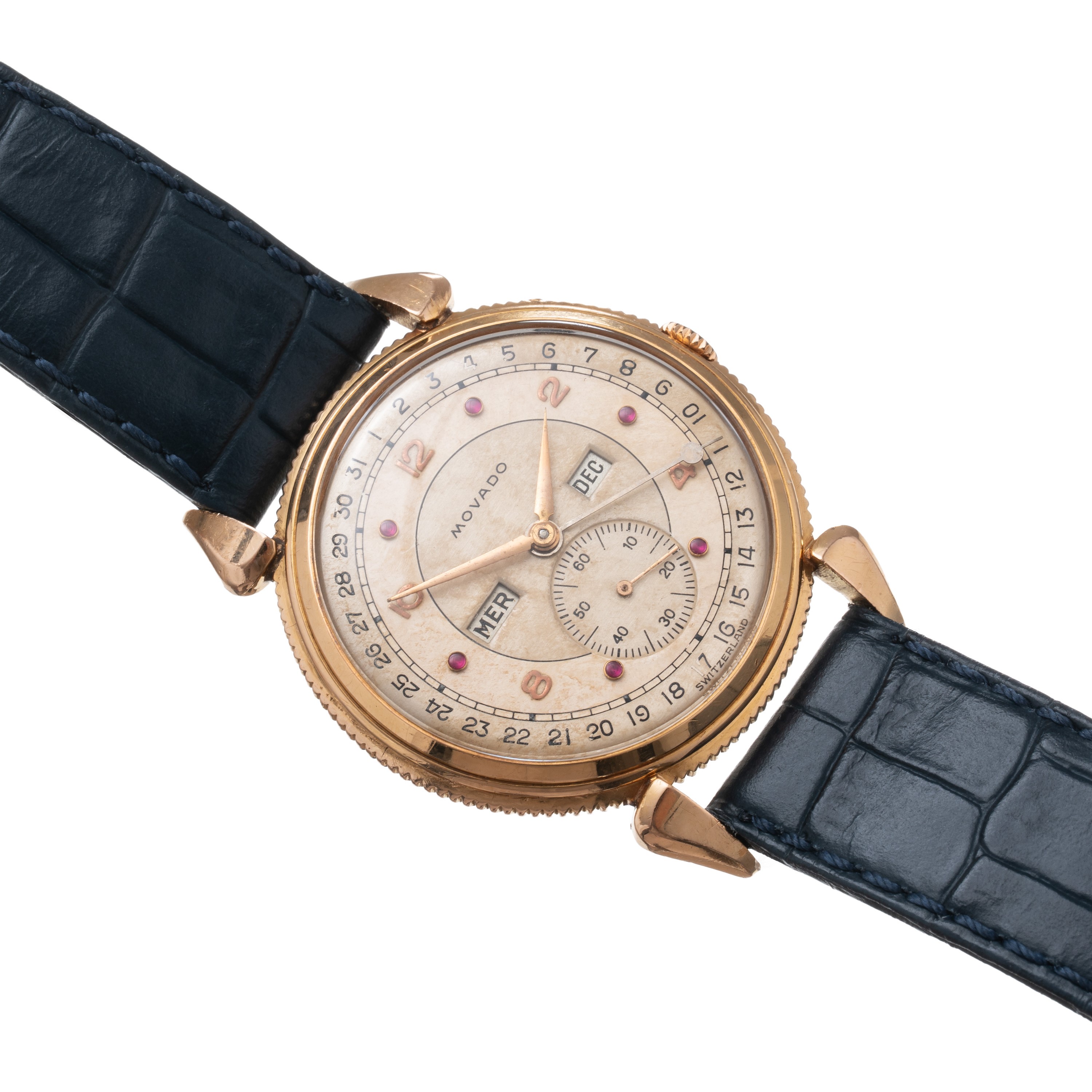 MOVADO - CALENDOGRAF TRIPLO CALENDARIO A CARICA MANUALE IN ORO ROSA 18KT CON QUADRANTE BITONALE E...