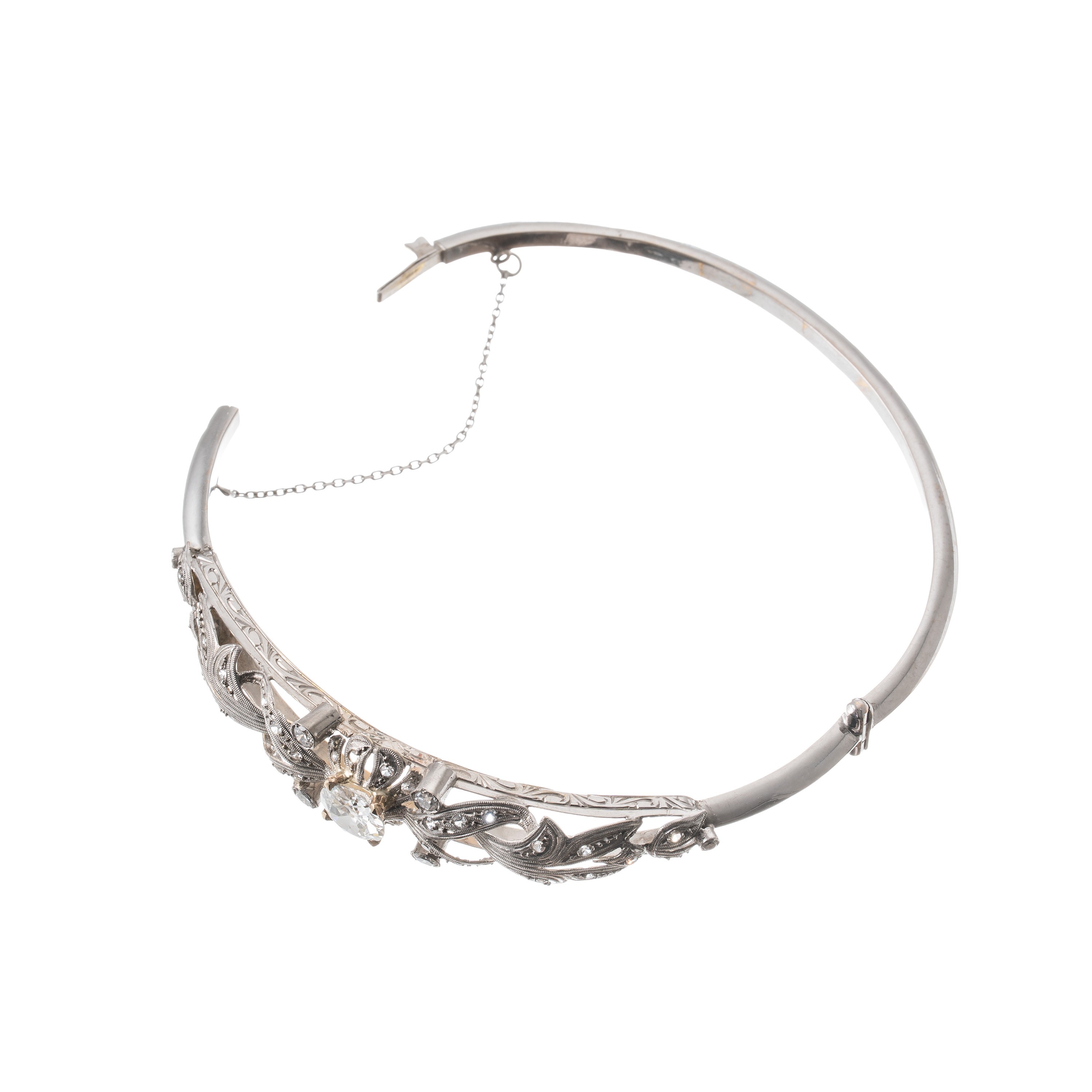 BRACCIALE IN ORO GIALLO 18 KT RODIATO E DIAMANTI