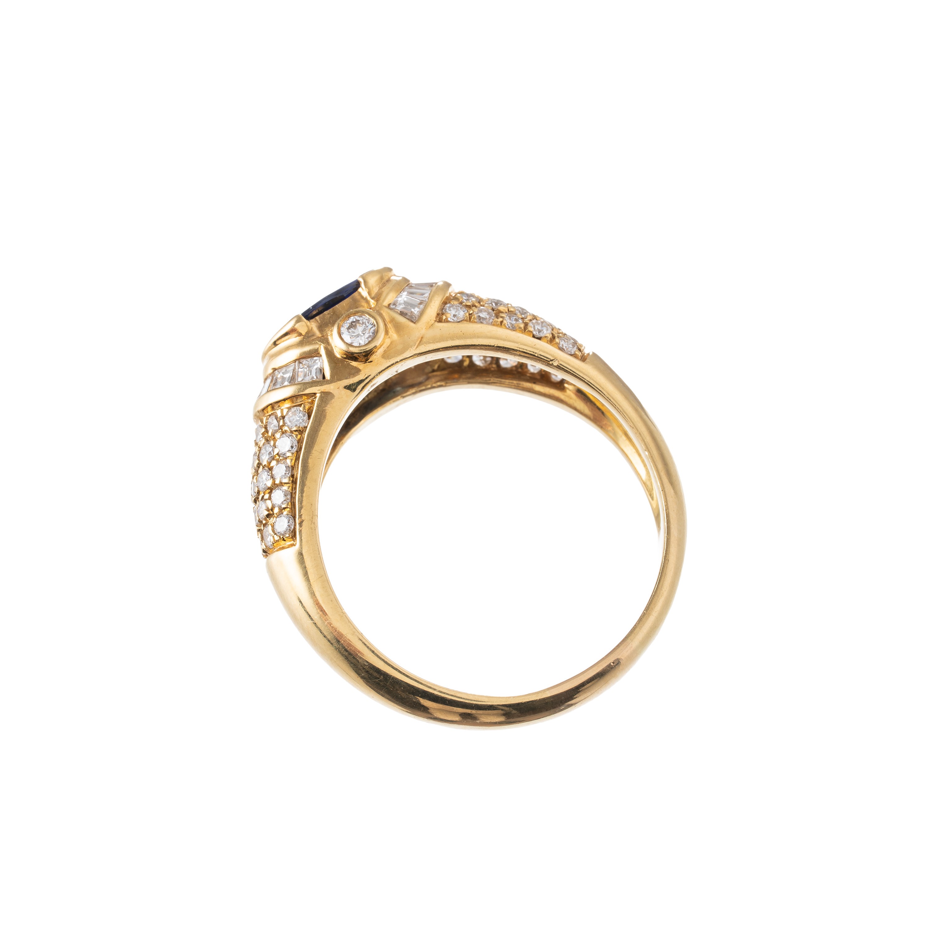 ANELLO IN ORO GIALLO 18 KT CON ZAFFIRO CEYLON E DIAMANTI