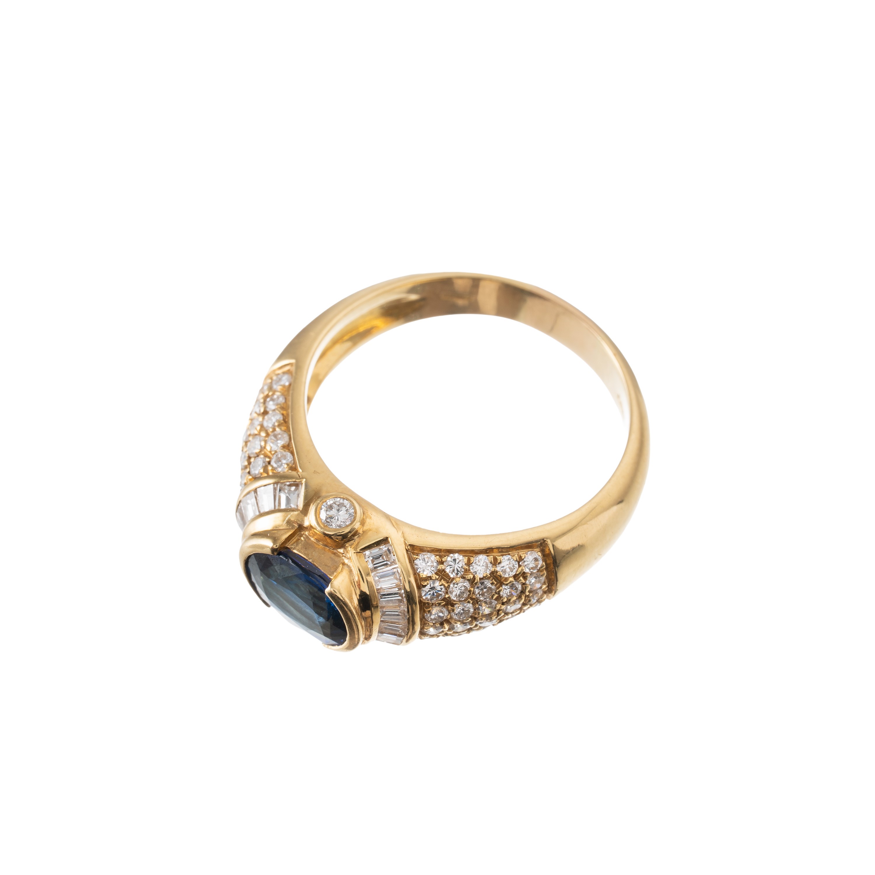 ANELLO IN ORO GIALLO 18 KT CON ZAFFIRO CEYLON E DIAMANTI