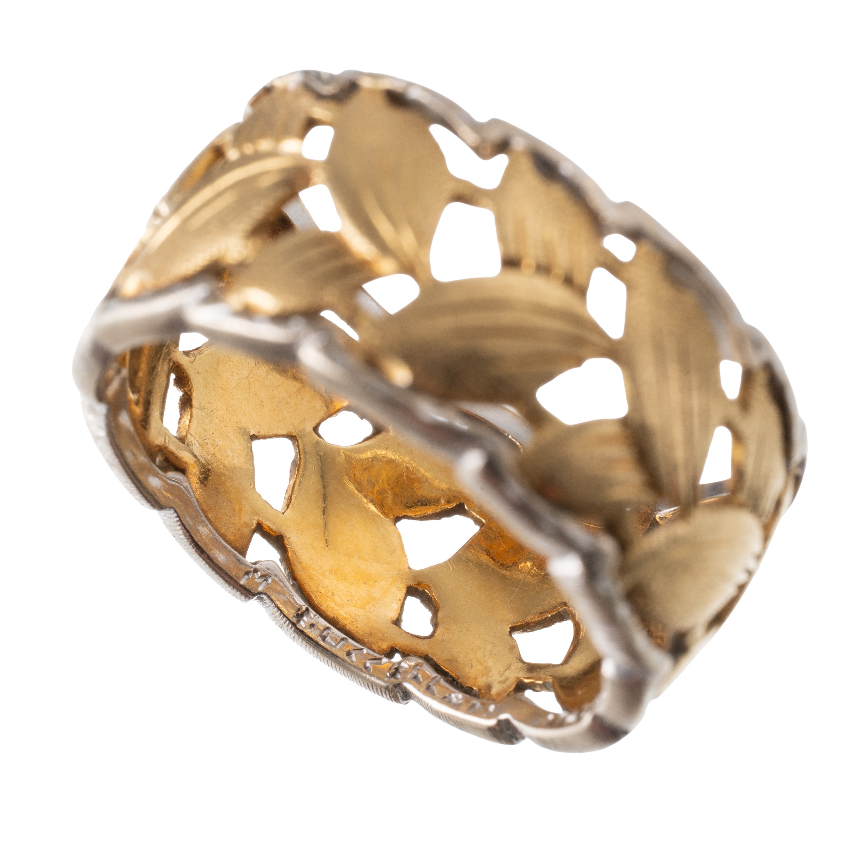 ANELLO BUCCELLATI IN ORO GIALLO E BIANCO 18 KT