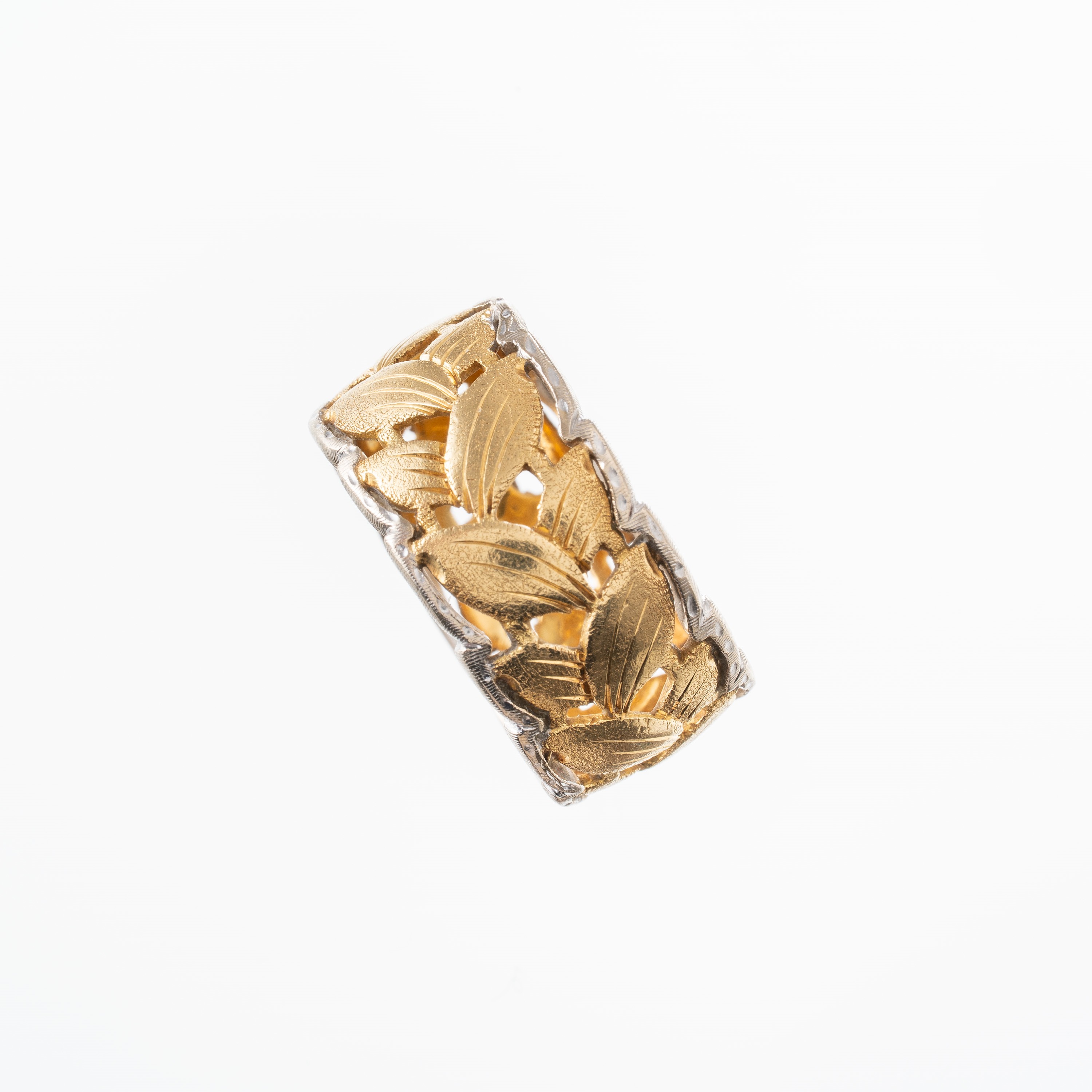 ANELLO BUCCELLATI IN ORO GIALLO E BIANCO 18 KT