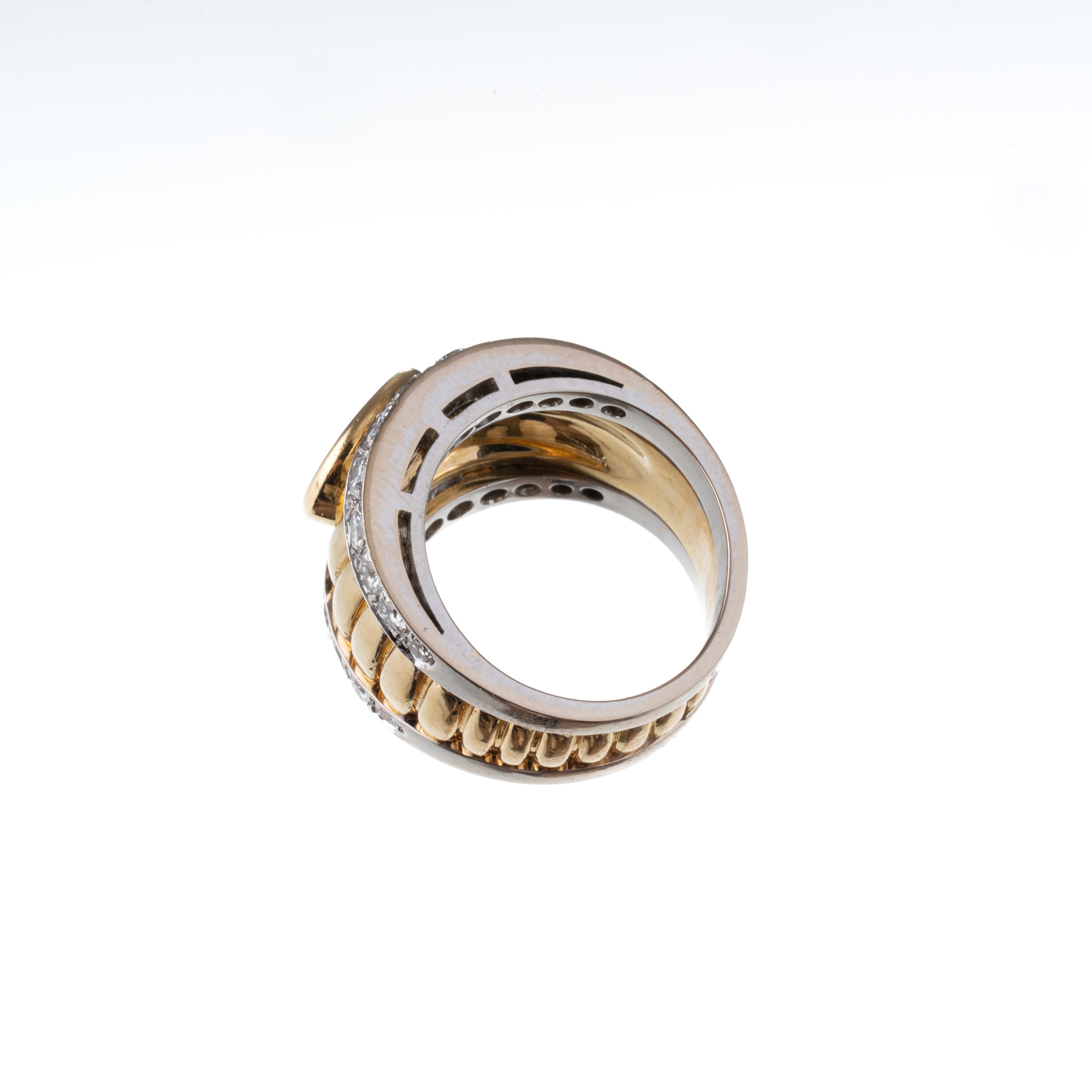 ANELLO IN ORO GIALLO E BIANCO 18 KT CON ZAFFIRO INTENSE BLUE